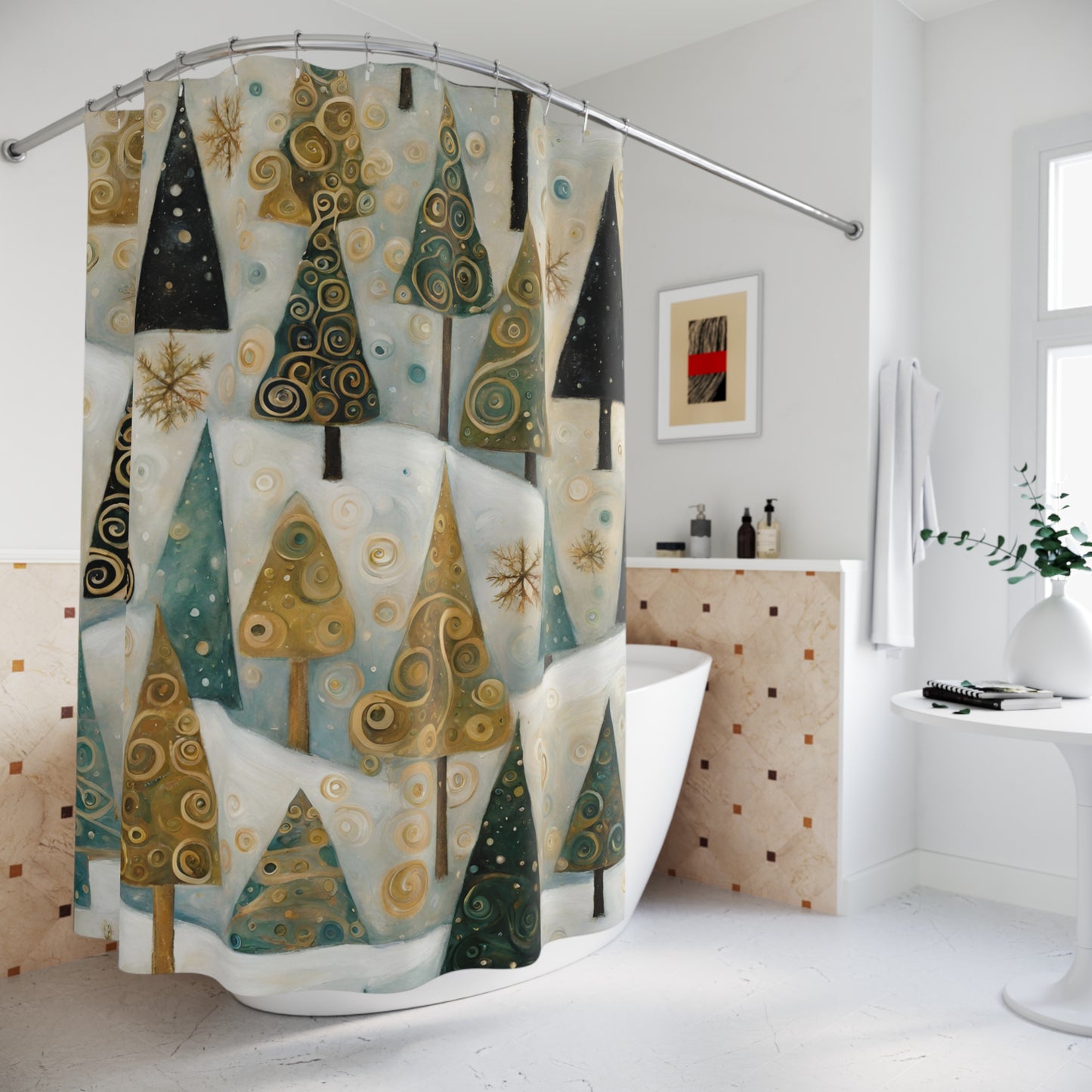 Festive Forest Polyester Shower Curtain