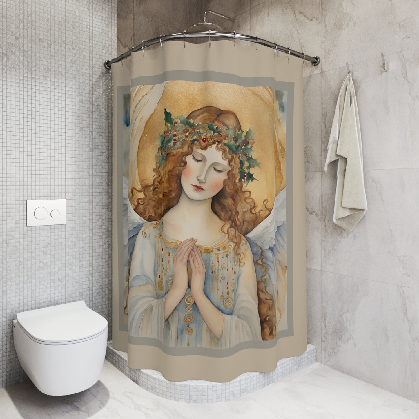 Guardian Angel Polyester Shower Curtain