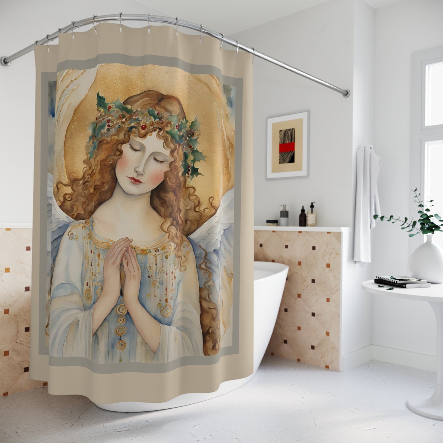 Guardian Angel Polyester Shower Curtain