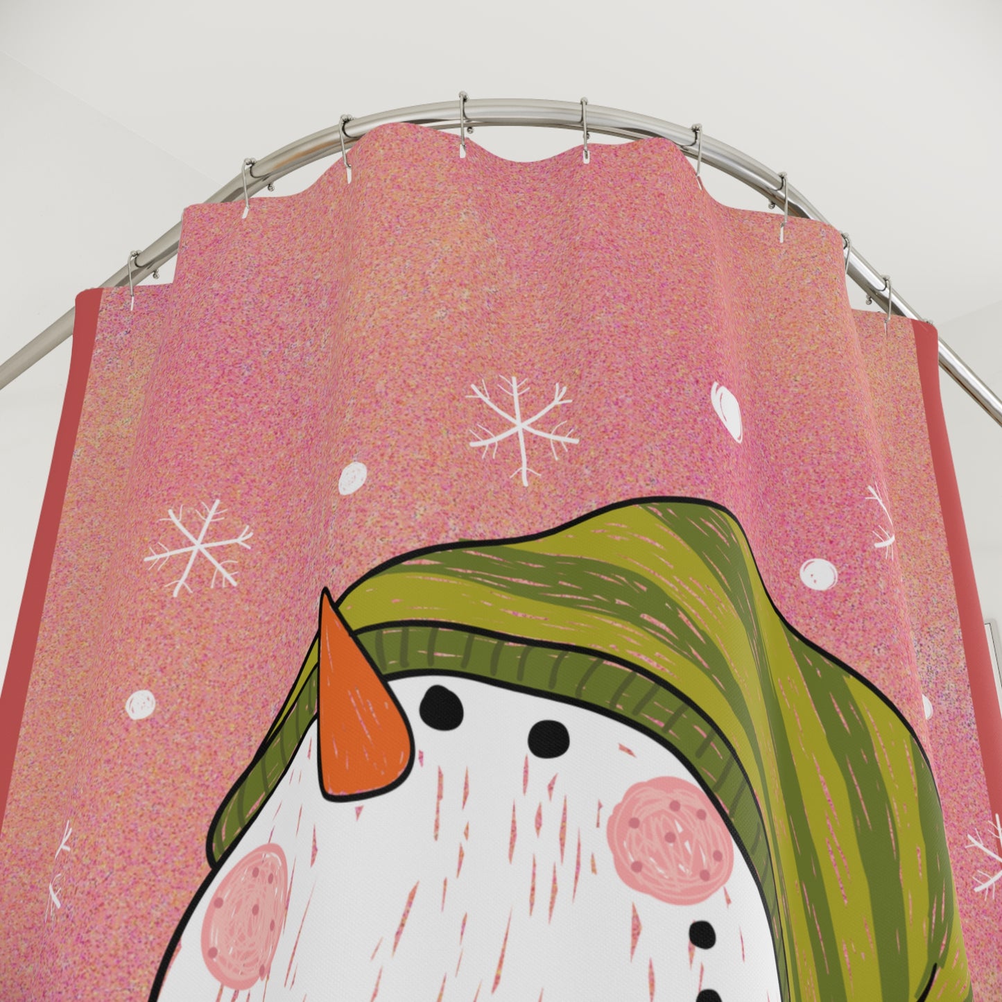 Happy Snowman Polyester Shower Curtain