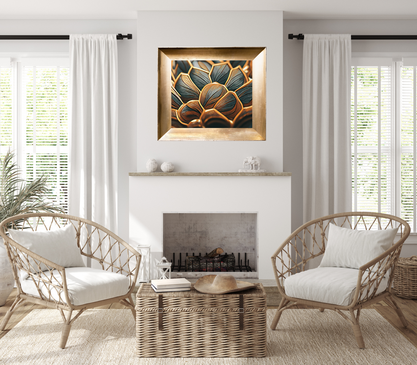 Gilded Pinecone Abstract Art Poster