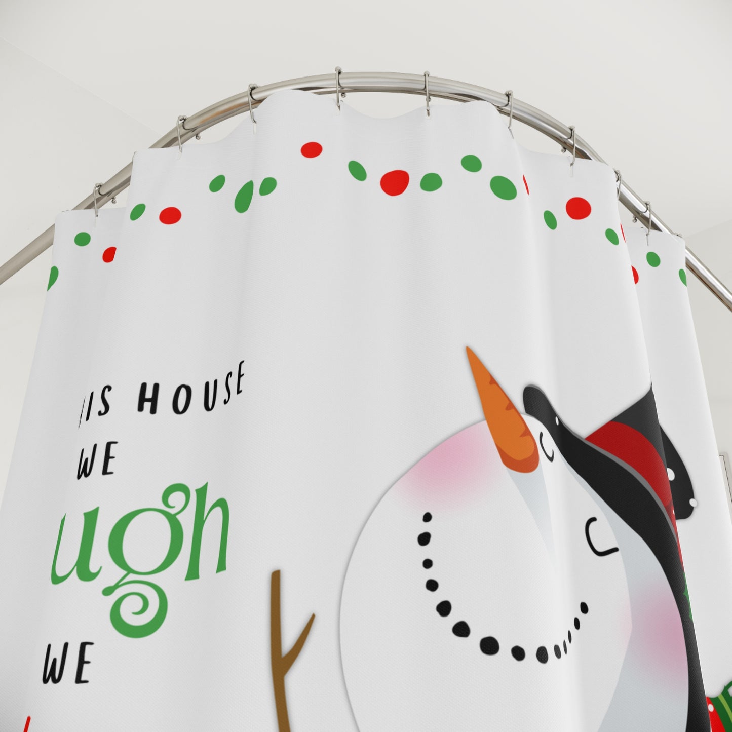 Laugh Play Jingle Snowman Polyester Shower Curtain