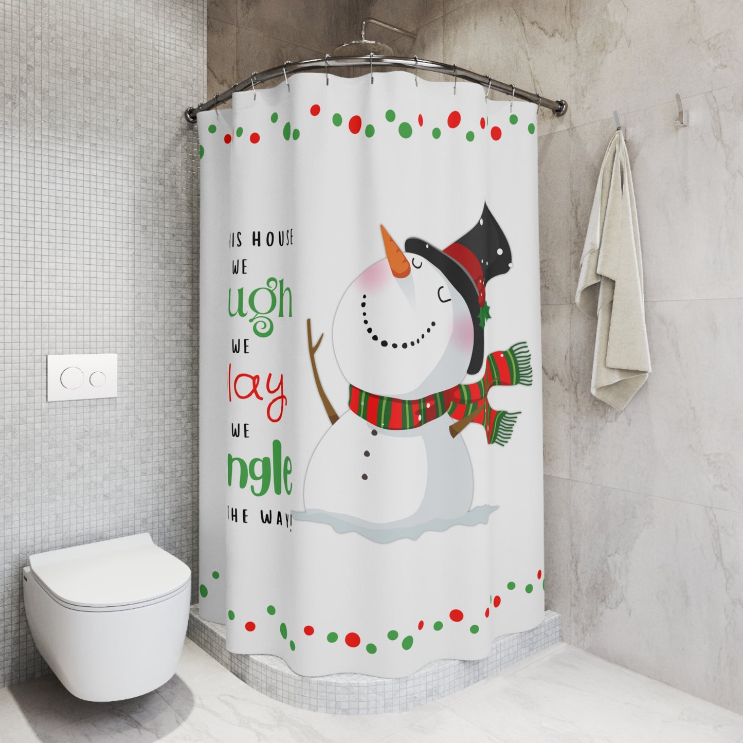 Laugh Play Jingle Snowman Polyester Shower Curtain