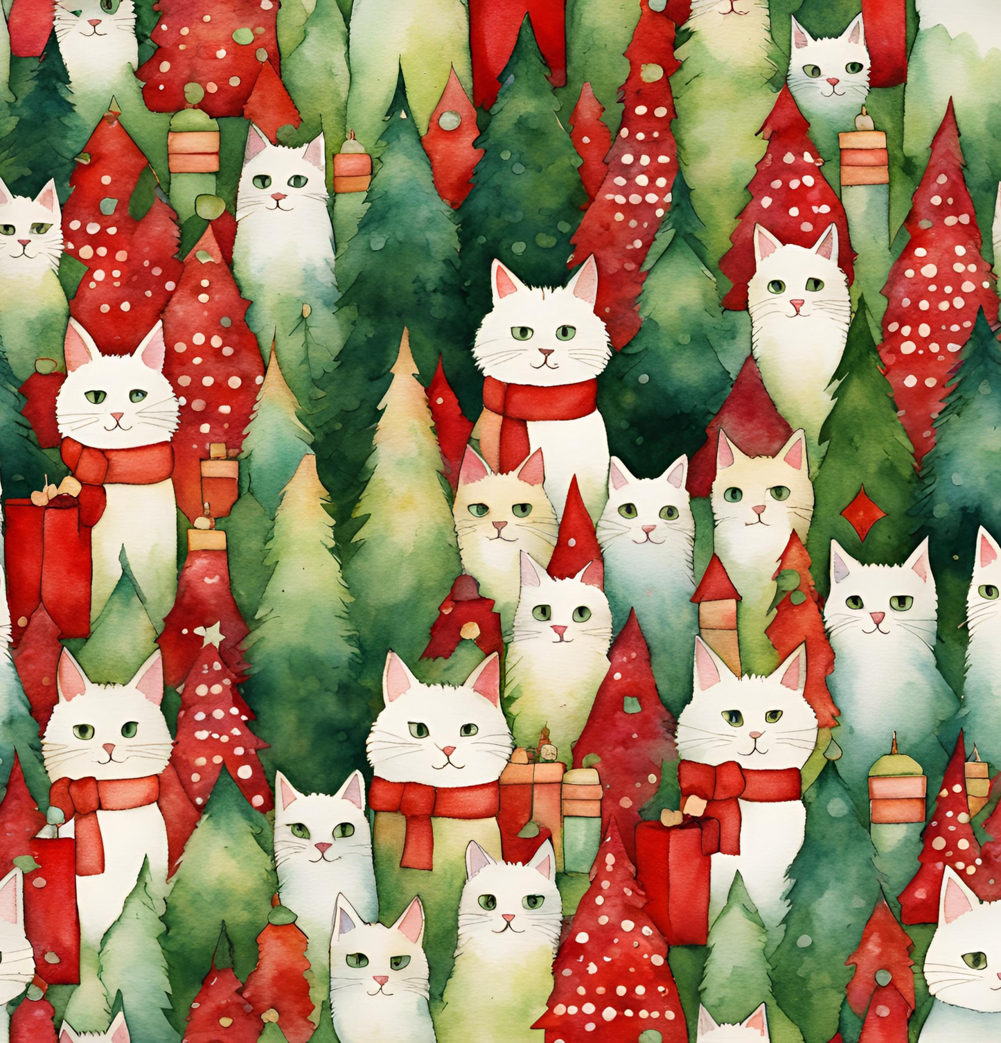 Meowy Christmas Polyester Shower Curtain