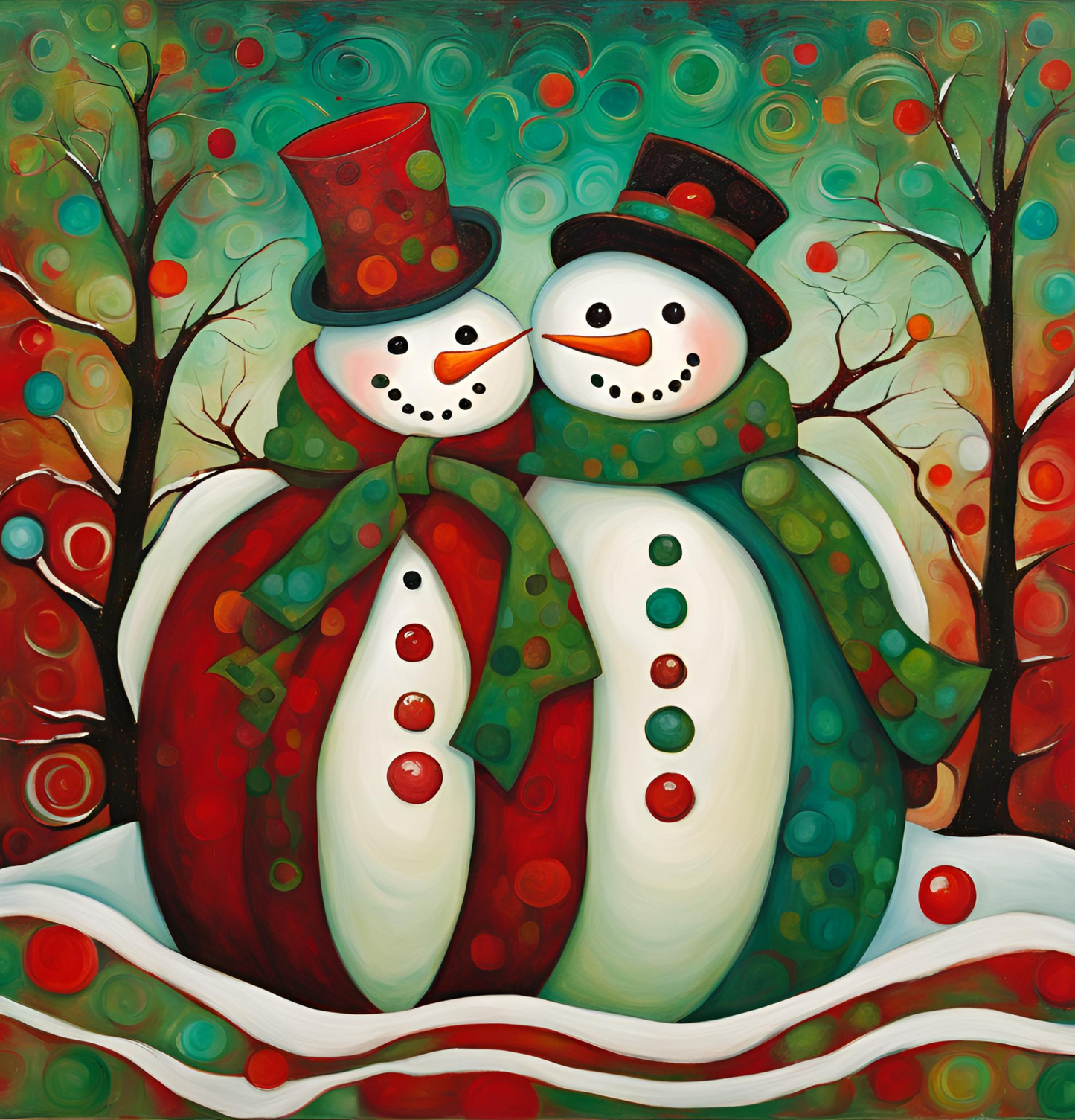 Mr. & Mrs. Snowman Polyester Shower Curtain