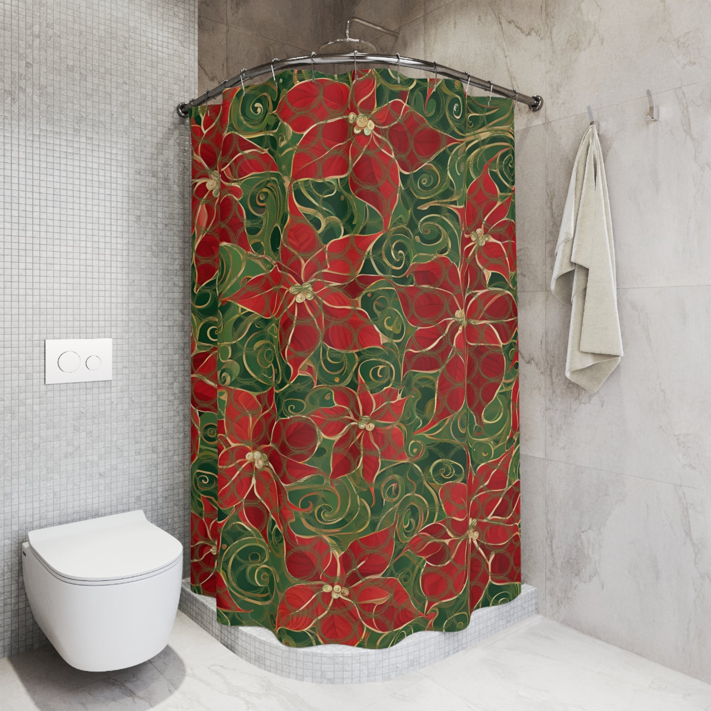 Poinsettias Polyester Shower Curtain