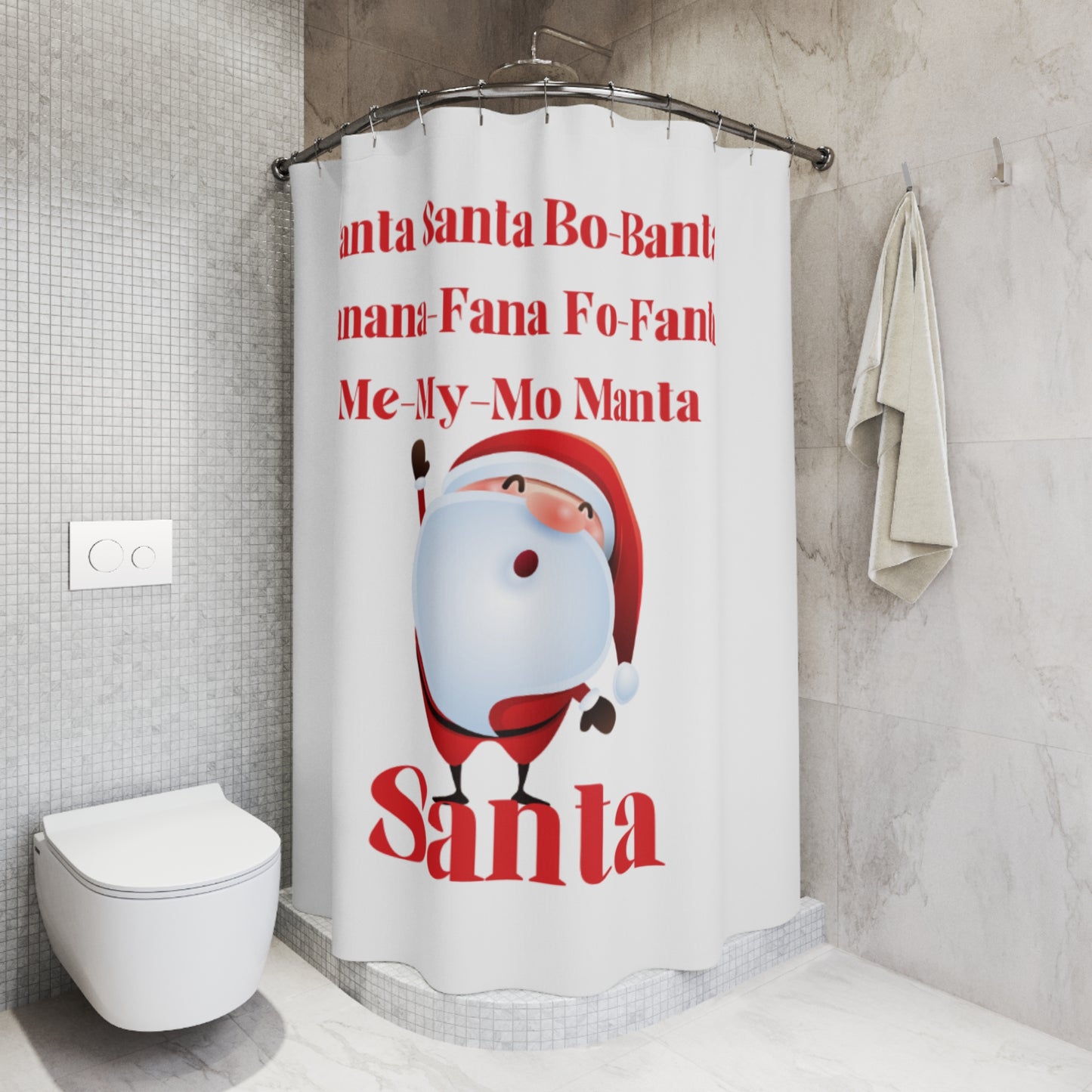 Santa Name Game Polyester Shower Curtain