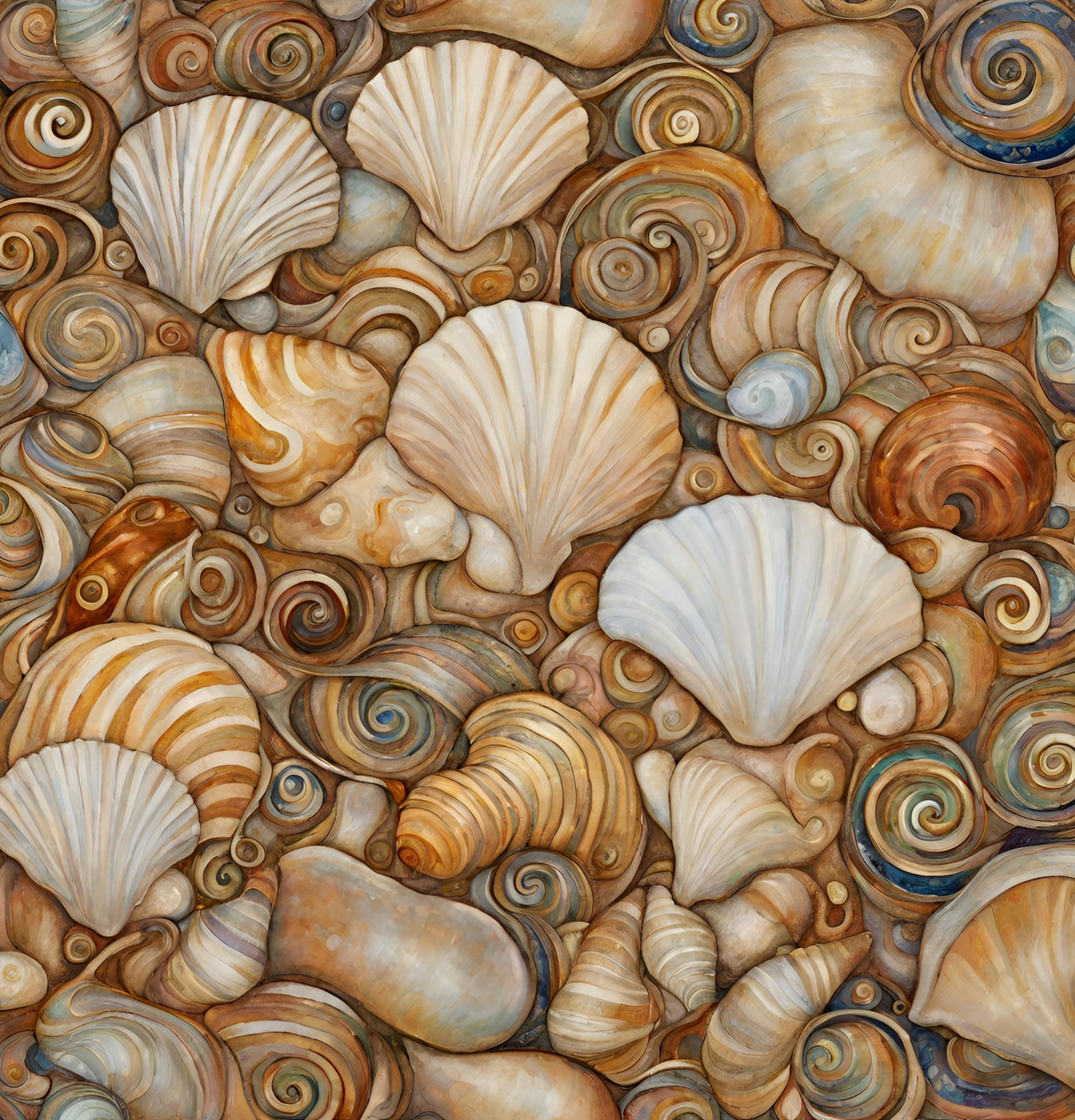 Shell Collection Polyester Shower Curtain