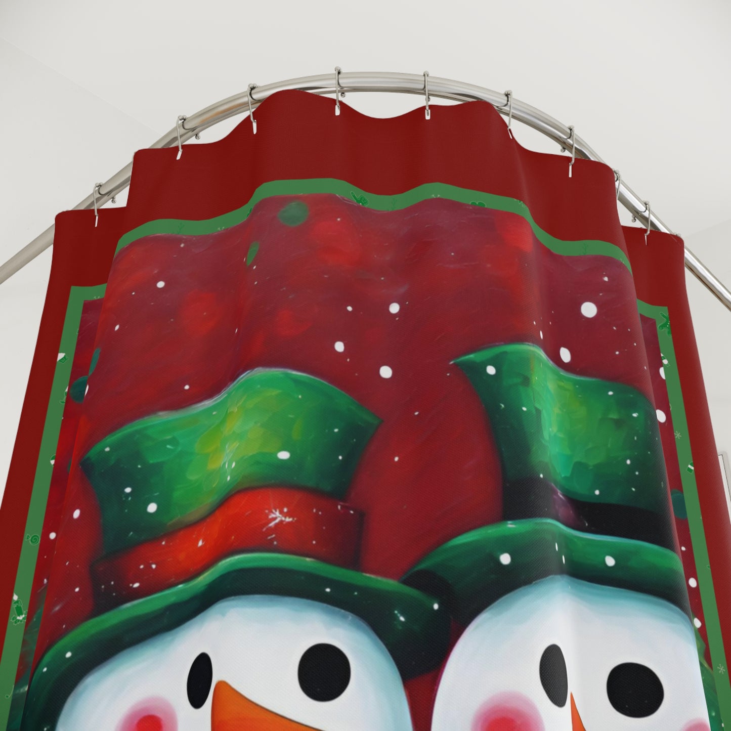 Snowman Couple Polyester Shower Curtain