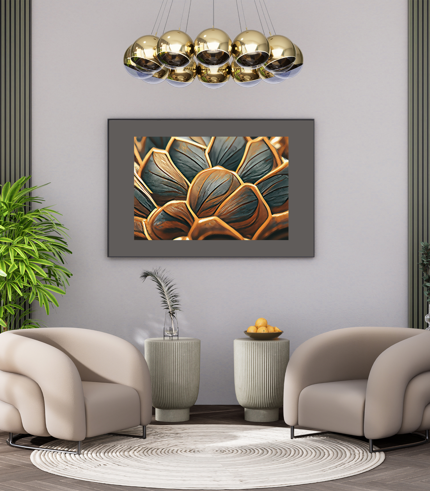 Gilded Pinecone Abstract Art Poster