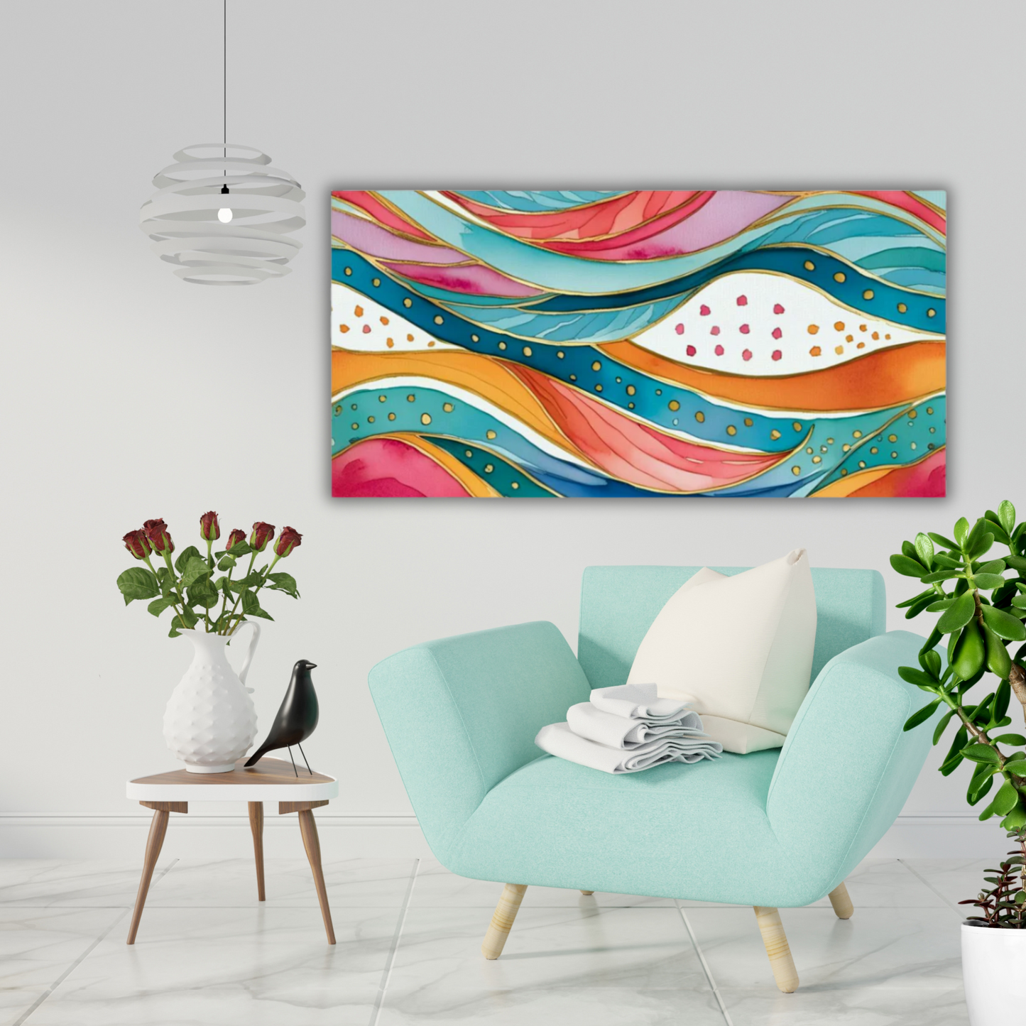 60" x 30" Printed Canvas Fabric Wall Art - No Frame (Made in USA)