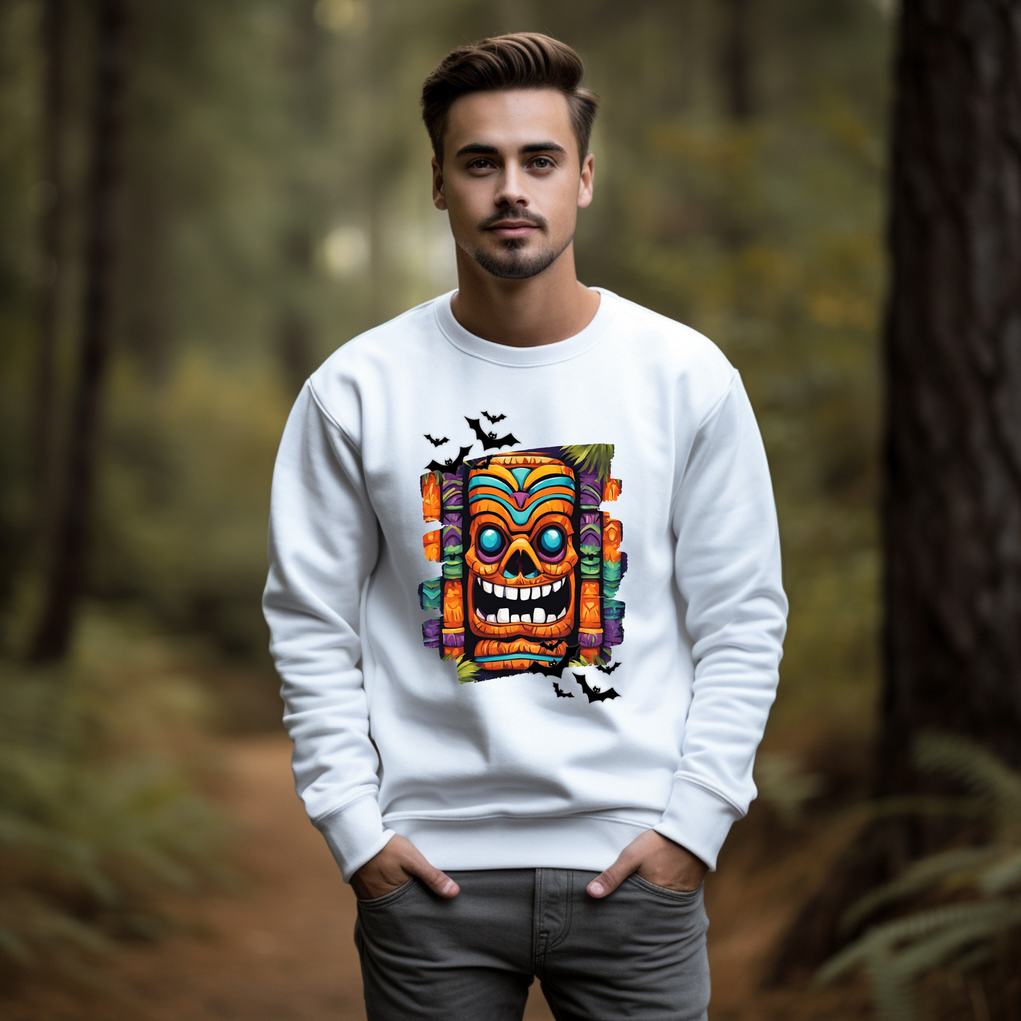 Halloween Tiki Unisex Heavy Blend™ Crewneck Sweatshirt