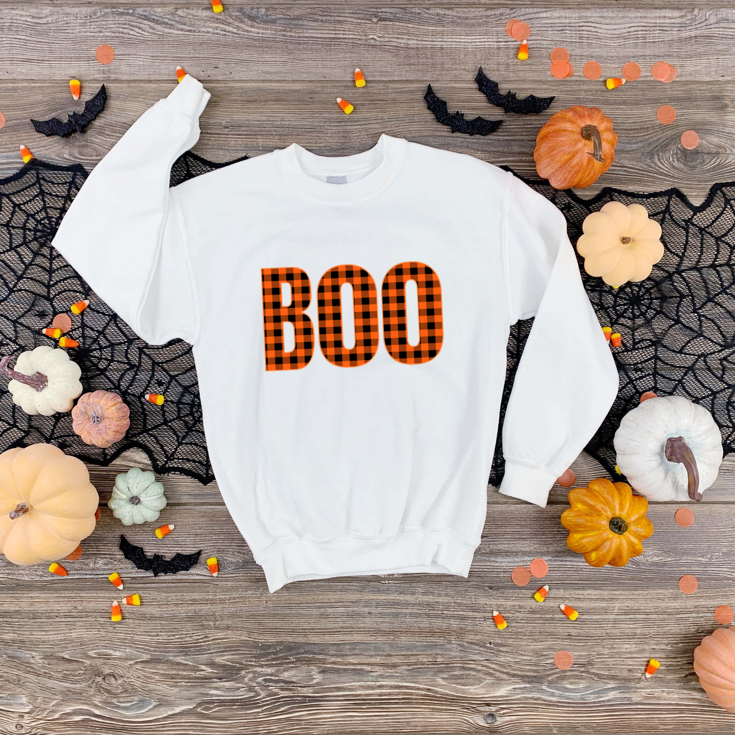 Halloween Plaid BOO Unisex Heavy Blend™ Crewneck Sweatshirt