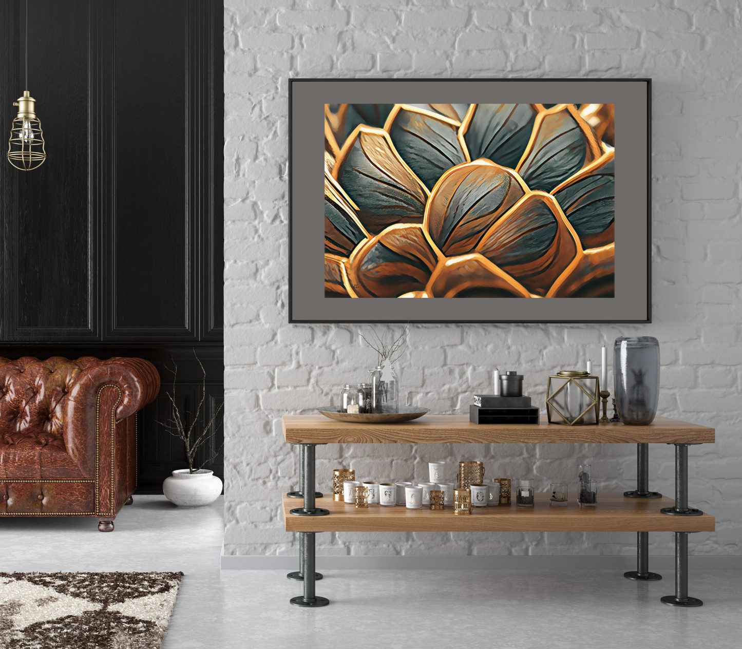 Gilded Pinecone Abstract Art Poster