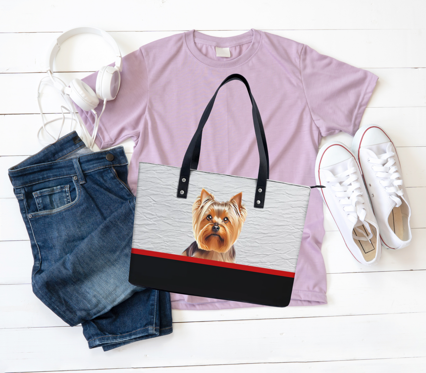 Yorkshire Terrier PU Leather Handbag Tote