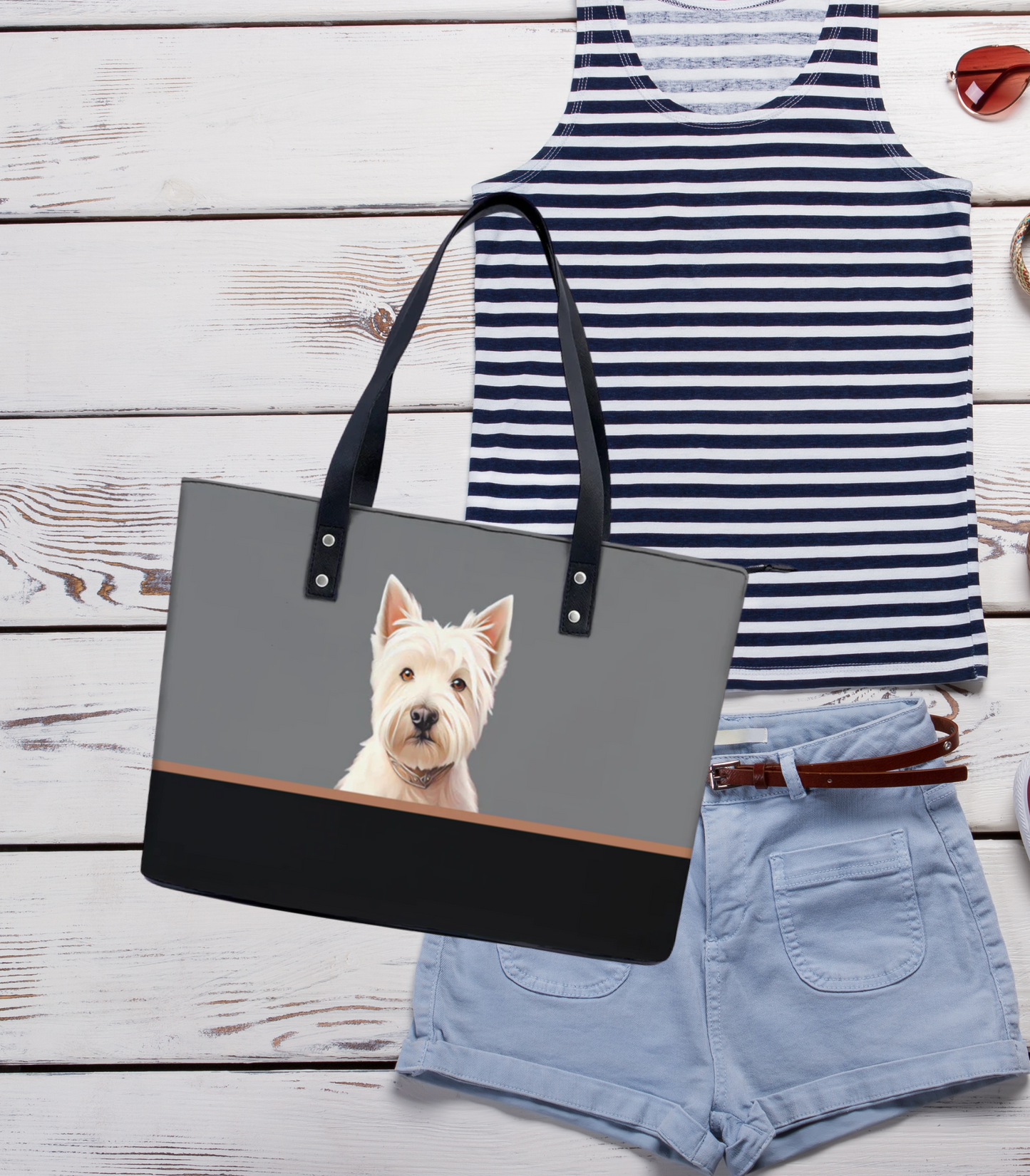 West Highland Terrier PU Leather Handbag Tote