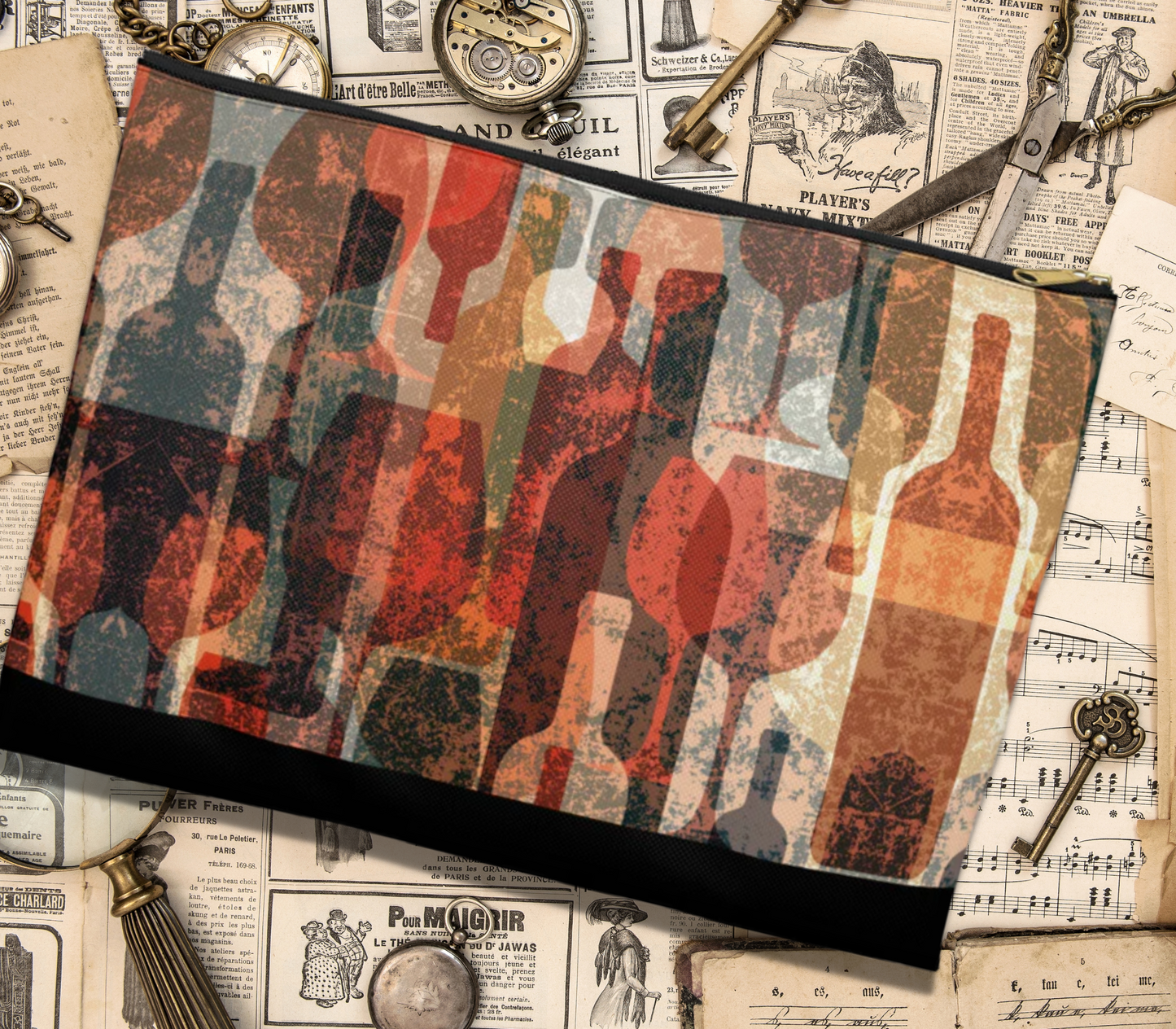 Wine Collage Accessory Pouch