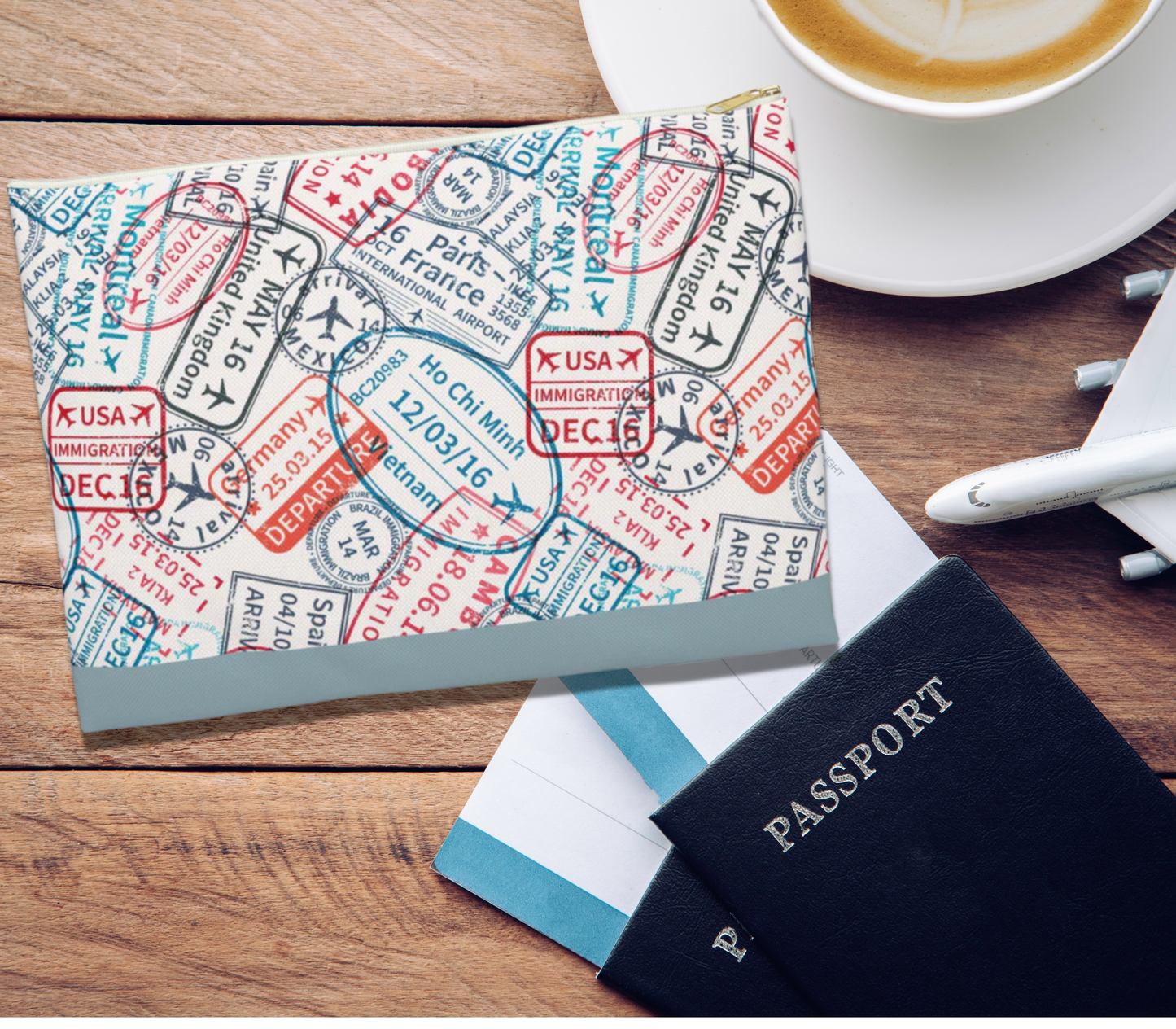 Travel Stamps Accessory Pouch