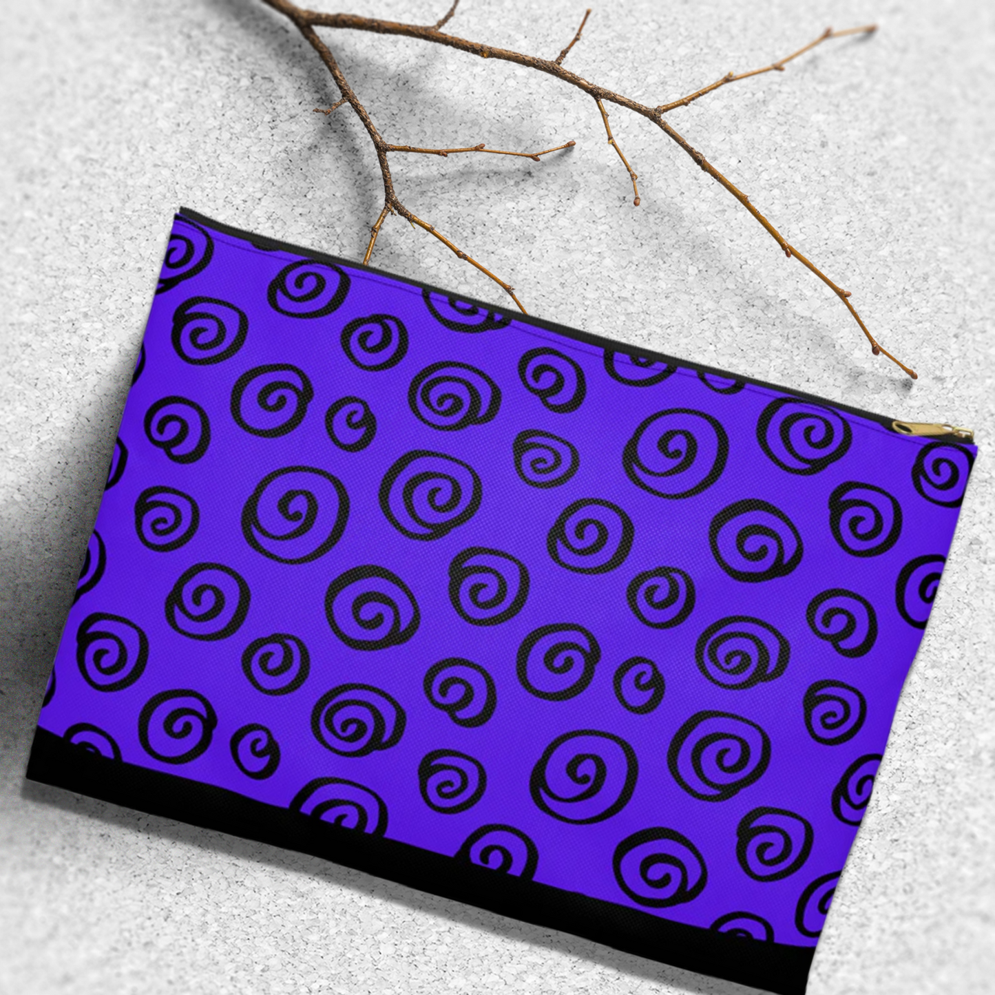 Black Swirl Violet Accessory Pouch