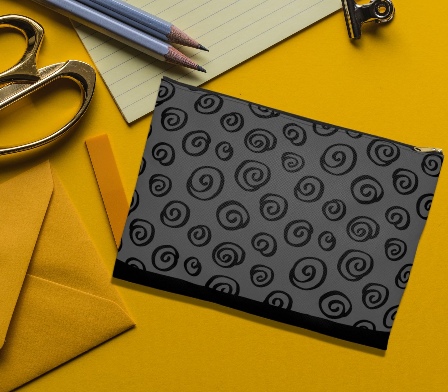 Black Swirl Charcoal Accessory Pouch