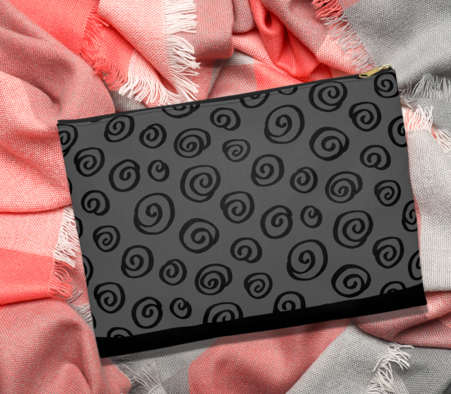 Black Swirl Charcoal Accessory Pouch