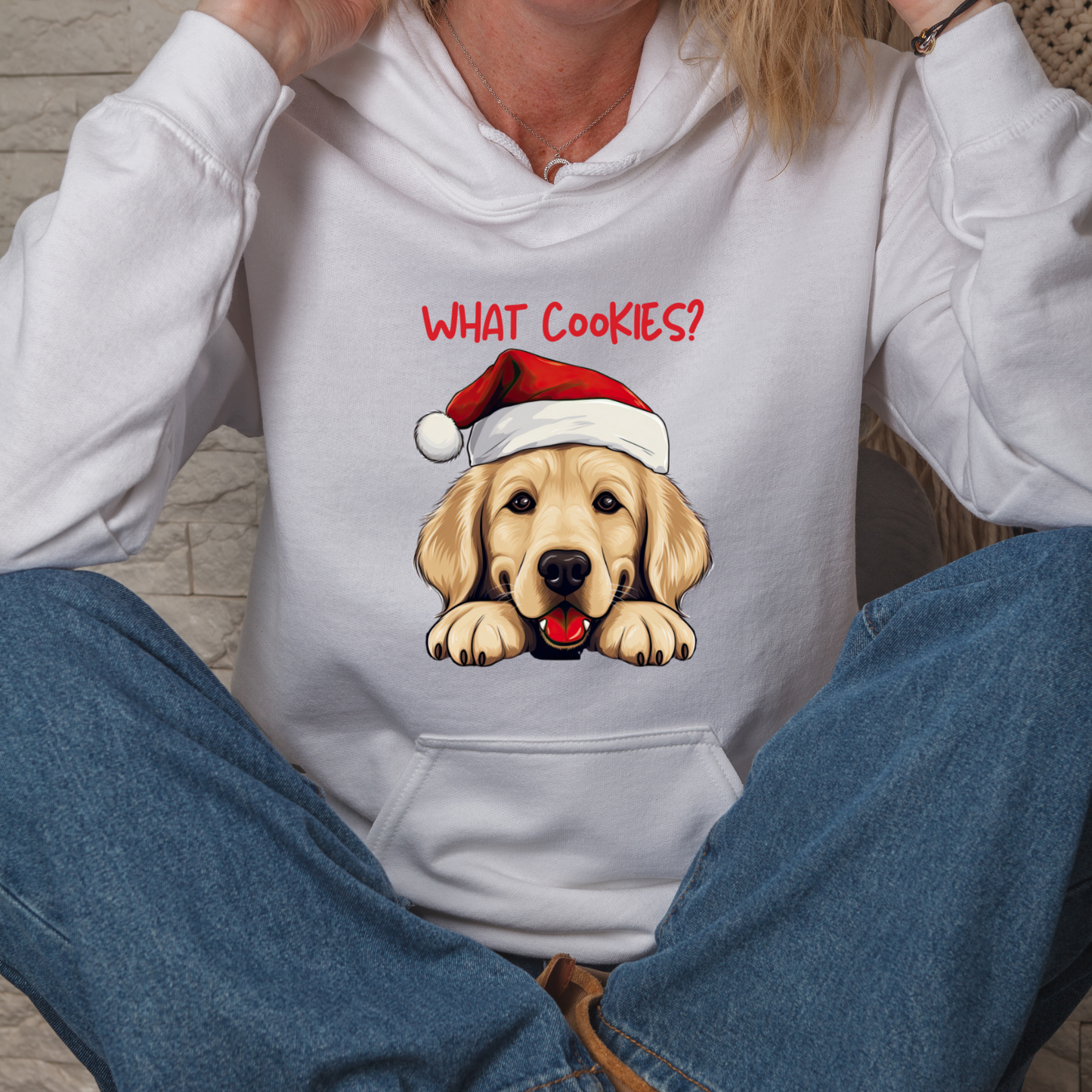 What Cookies? Golden Retriever in Santa Hat Unisex Heavy Blend™ Hooded Sweatshirt