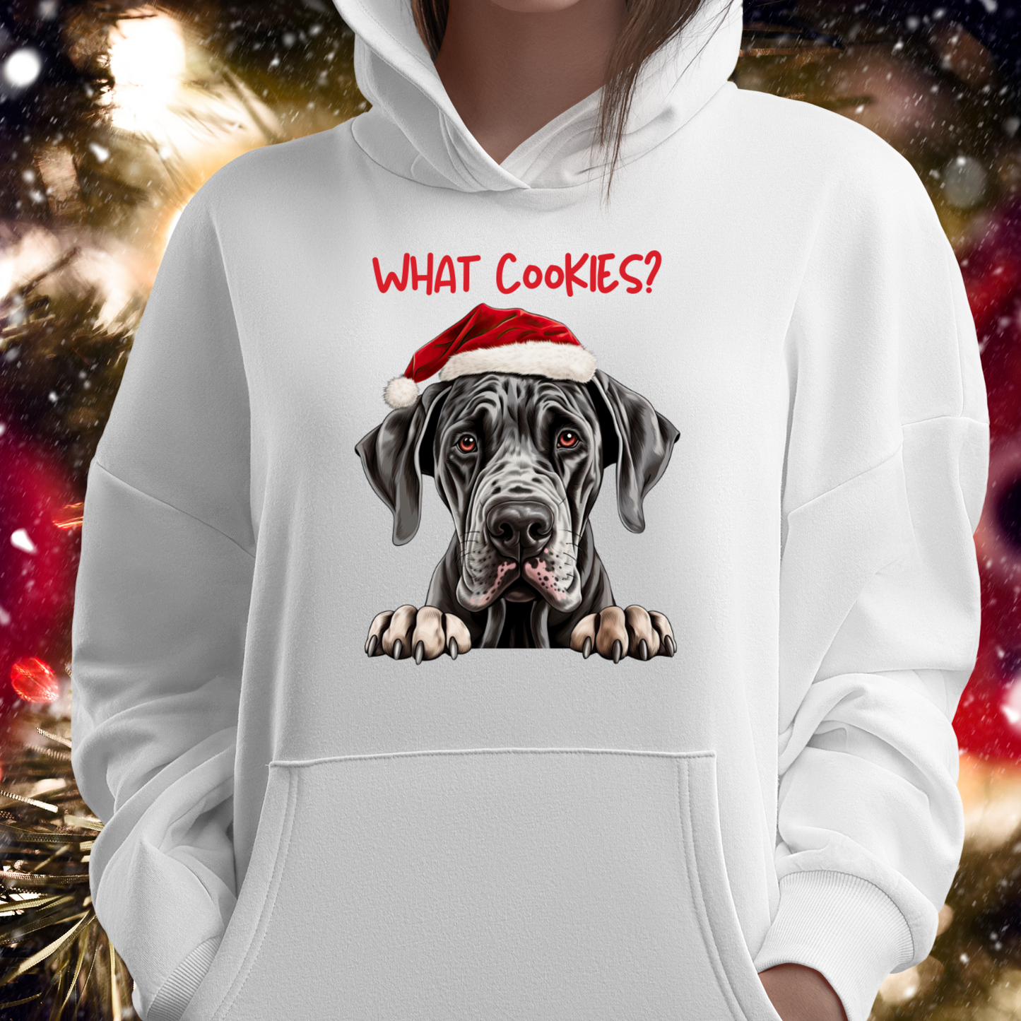 What Cookies? Great Dane in Santa Hat Unisex Heavy Blend™ Hooded Sweatshirt