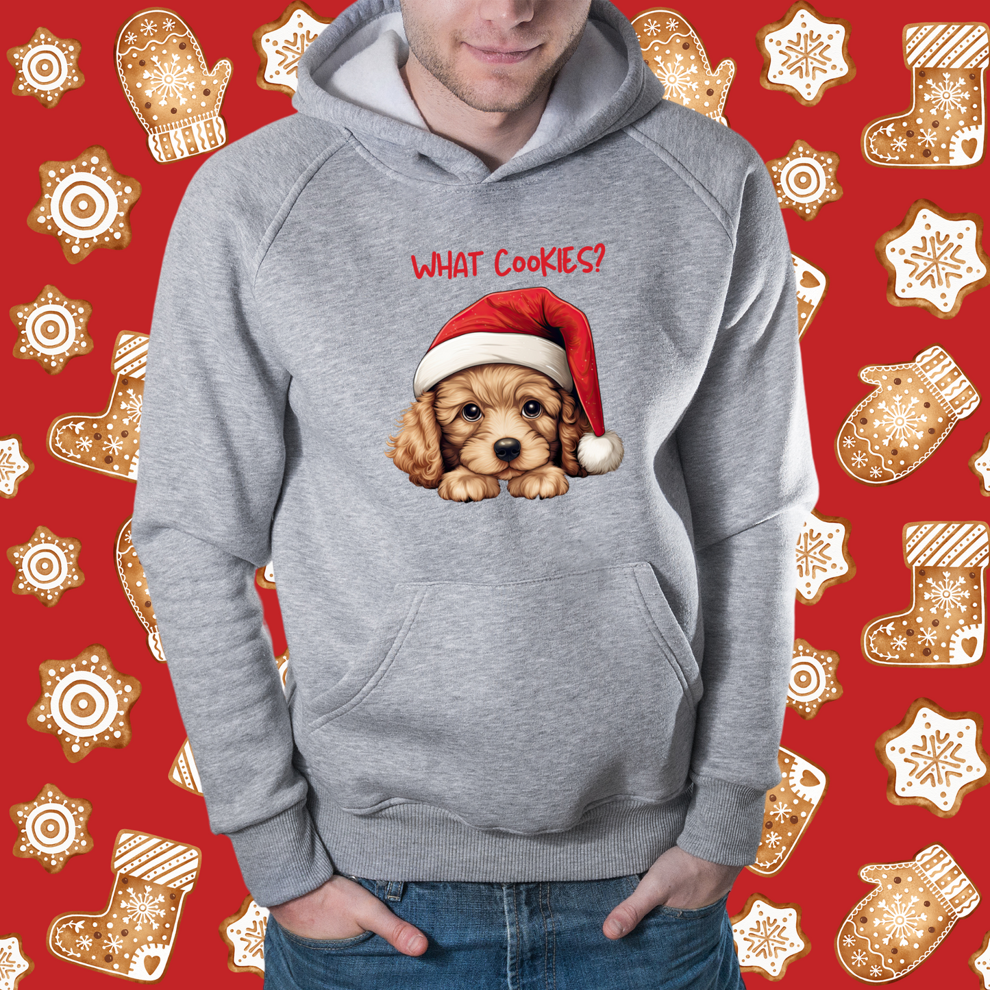 What Cookies? Poodle in Santa Hat Unisex Heavy Blend™ Hooded Sweatshirt