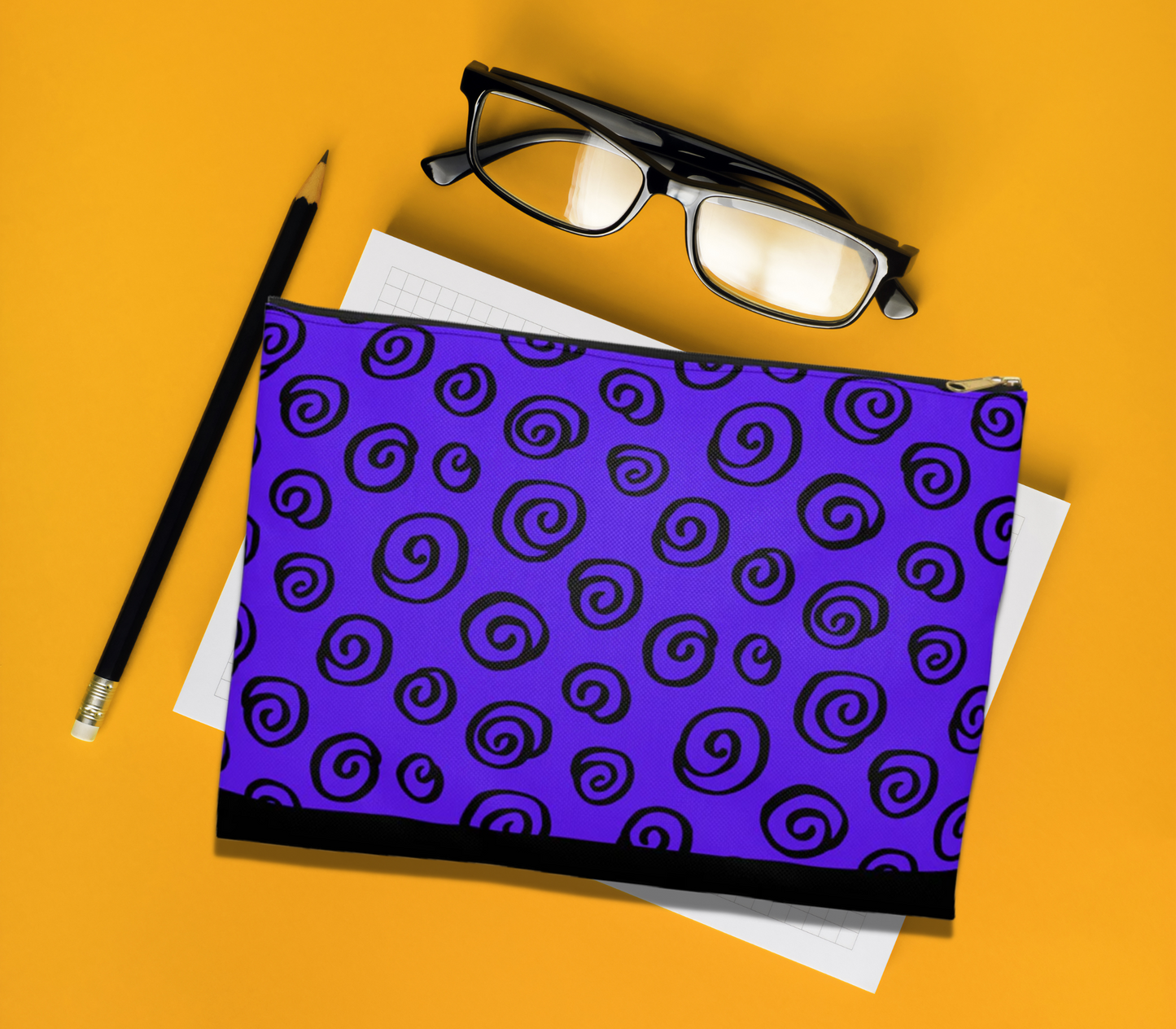 Black Swirl Violet Accessory Pouch