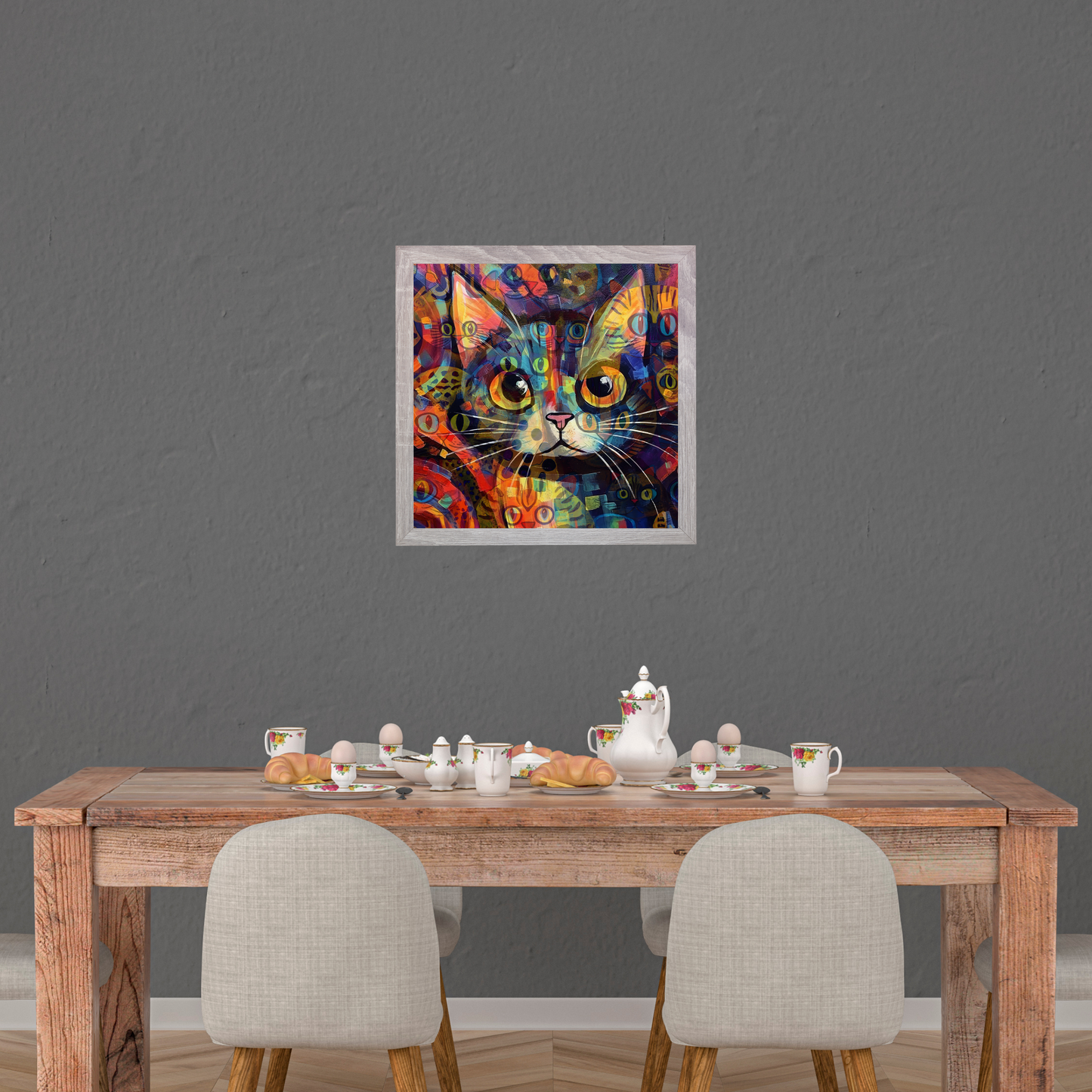 Cat Thoughts Maximalist Abstract Art Poster