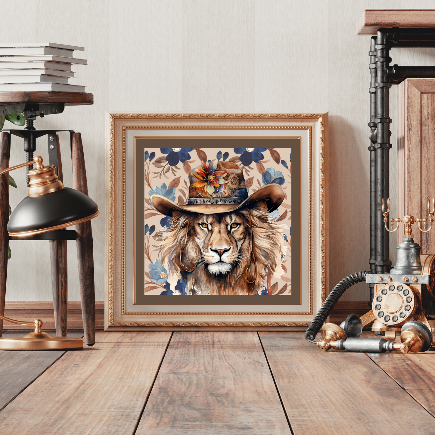 Bodhi Boho Lion in Hat Art Poster