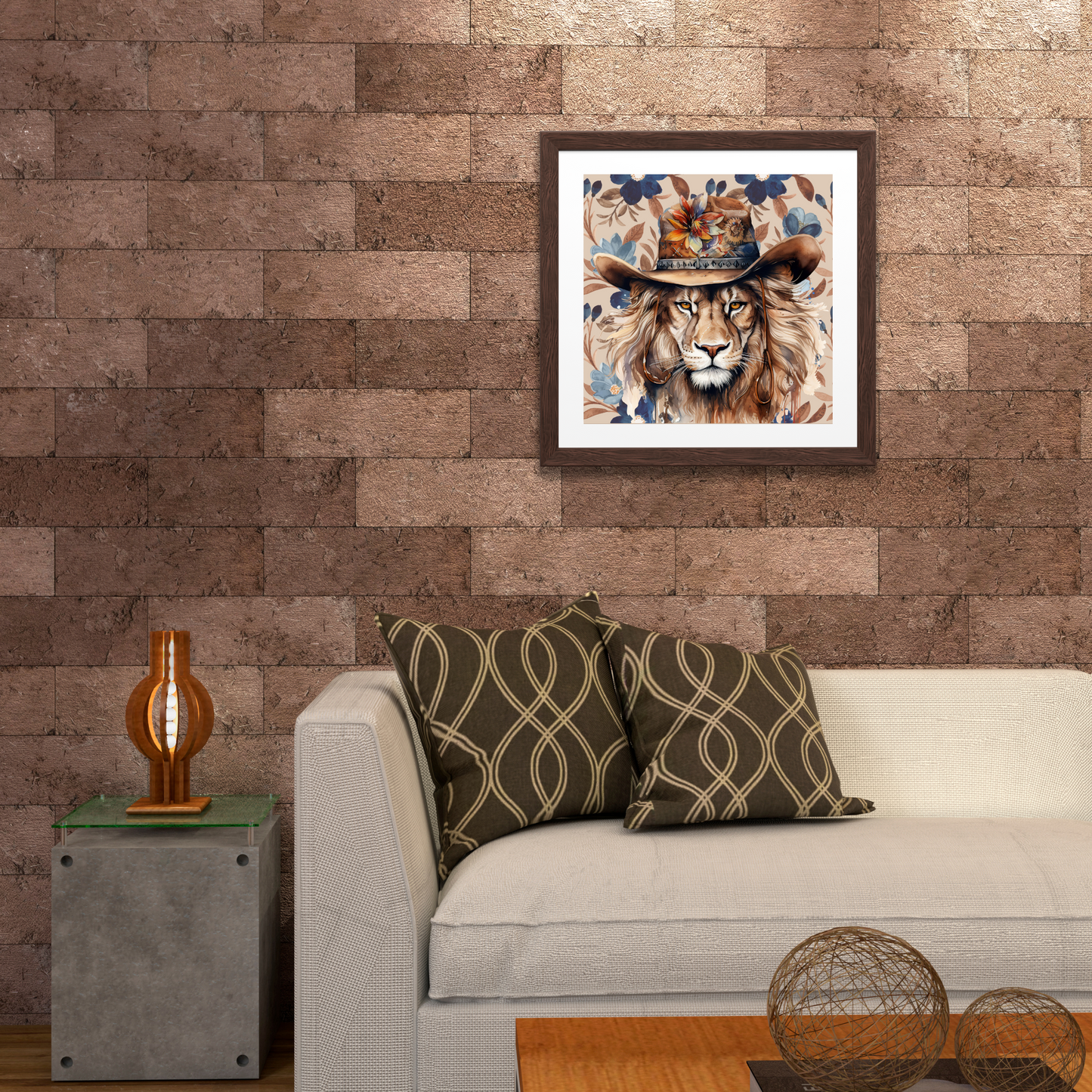 Bodhi Boho Lion in Hat Art Poster