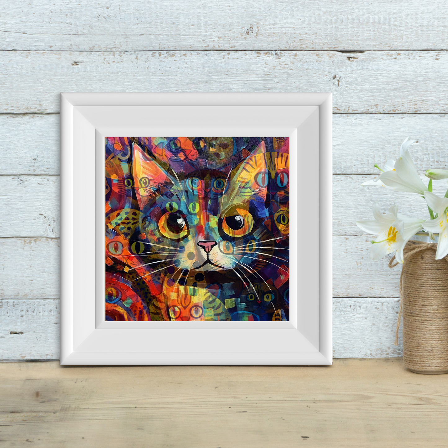 Cat Thoughts Maximalist Abstract Art Poster