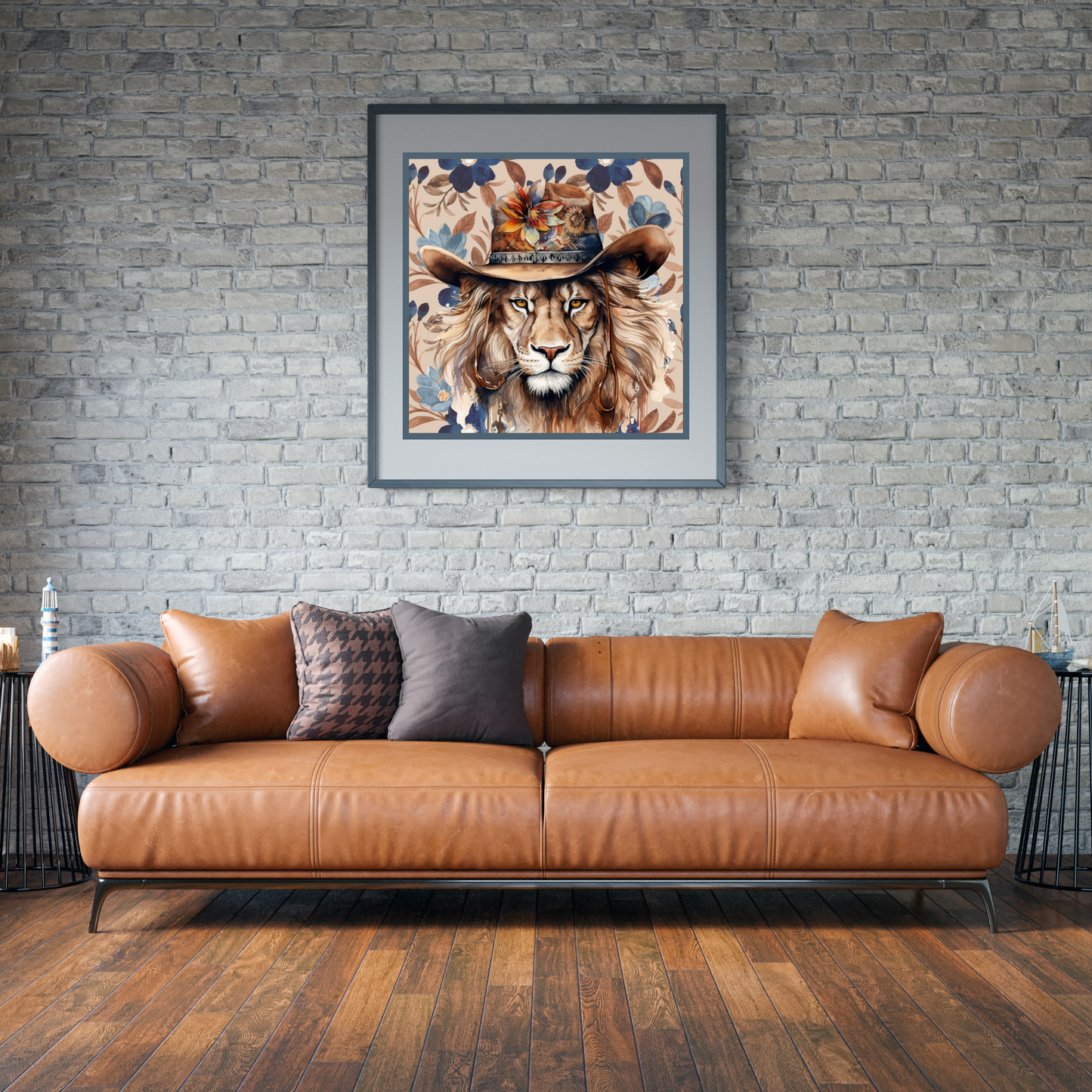 Bodhi Boho Lion in Hat Art Poster