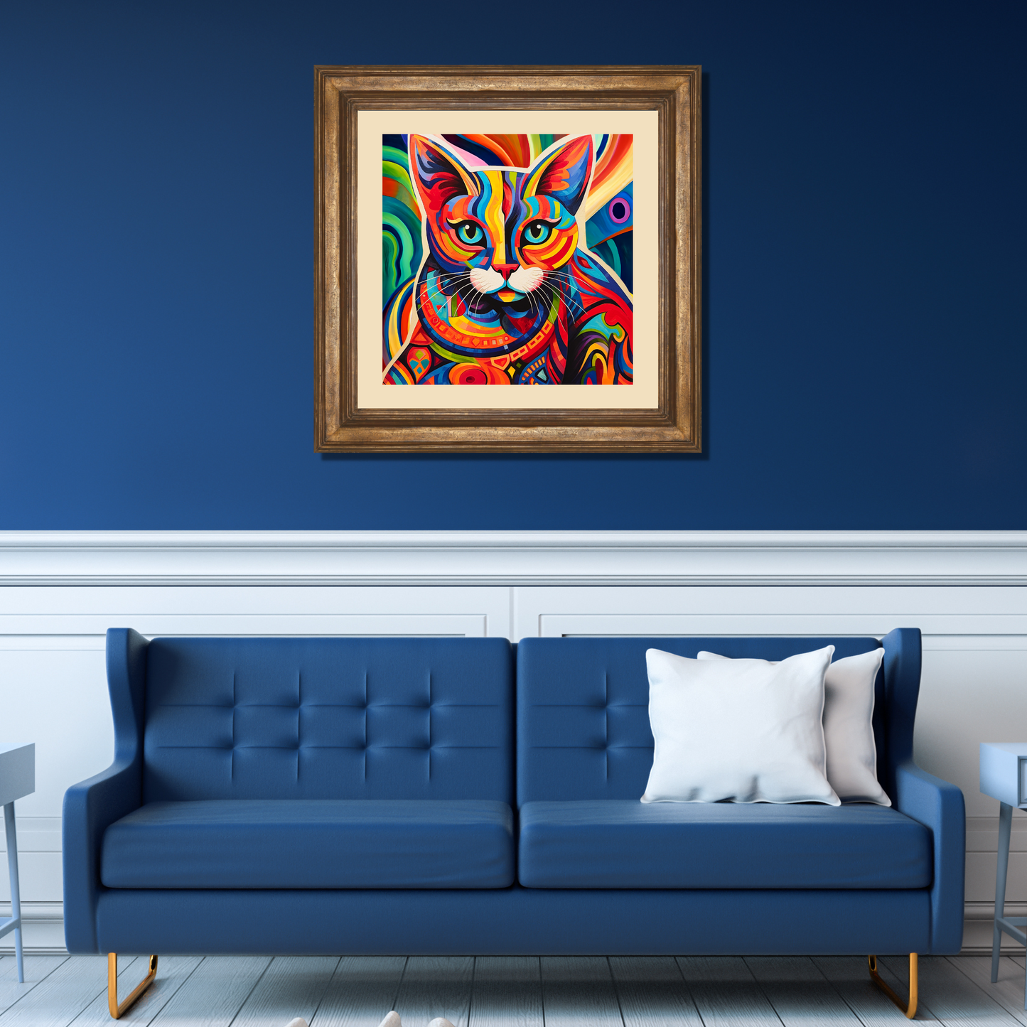 Saffron Colorful Abstract Cat Poster