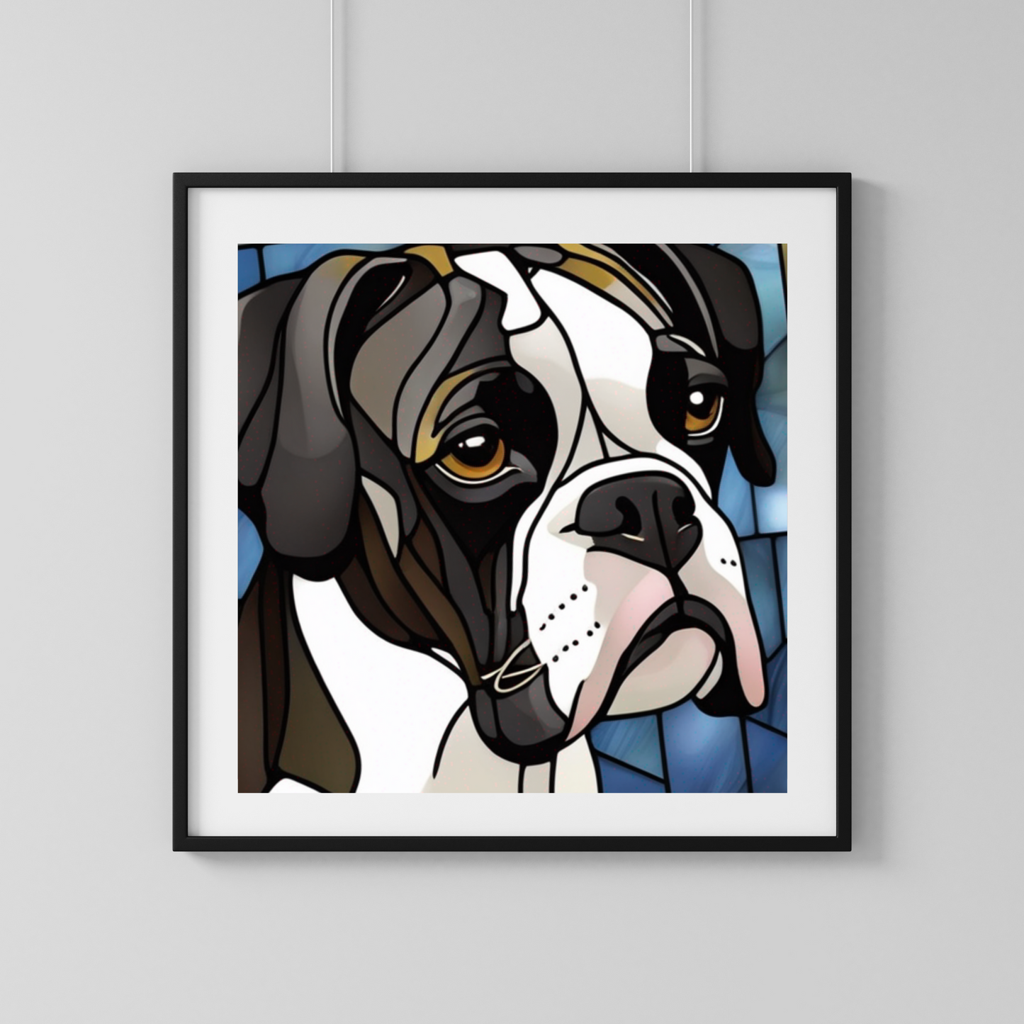 Black & White Boxer Stained Glass Look Poster