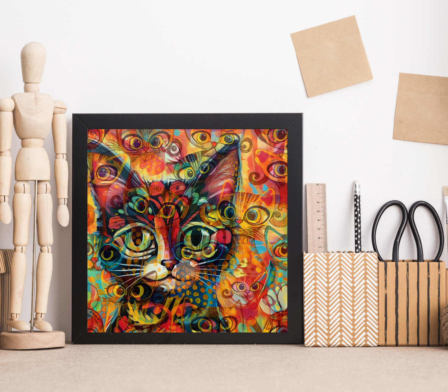 Cat Thoughts 2 Maximalist Abstract Art Poster