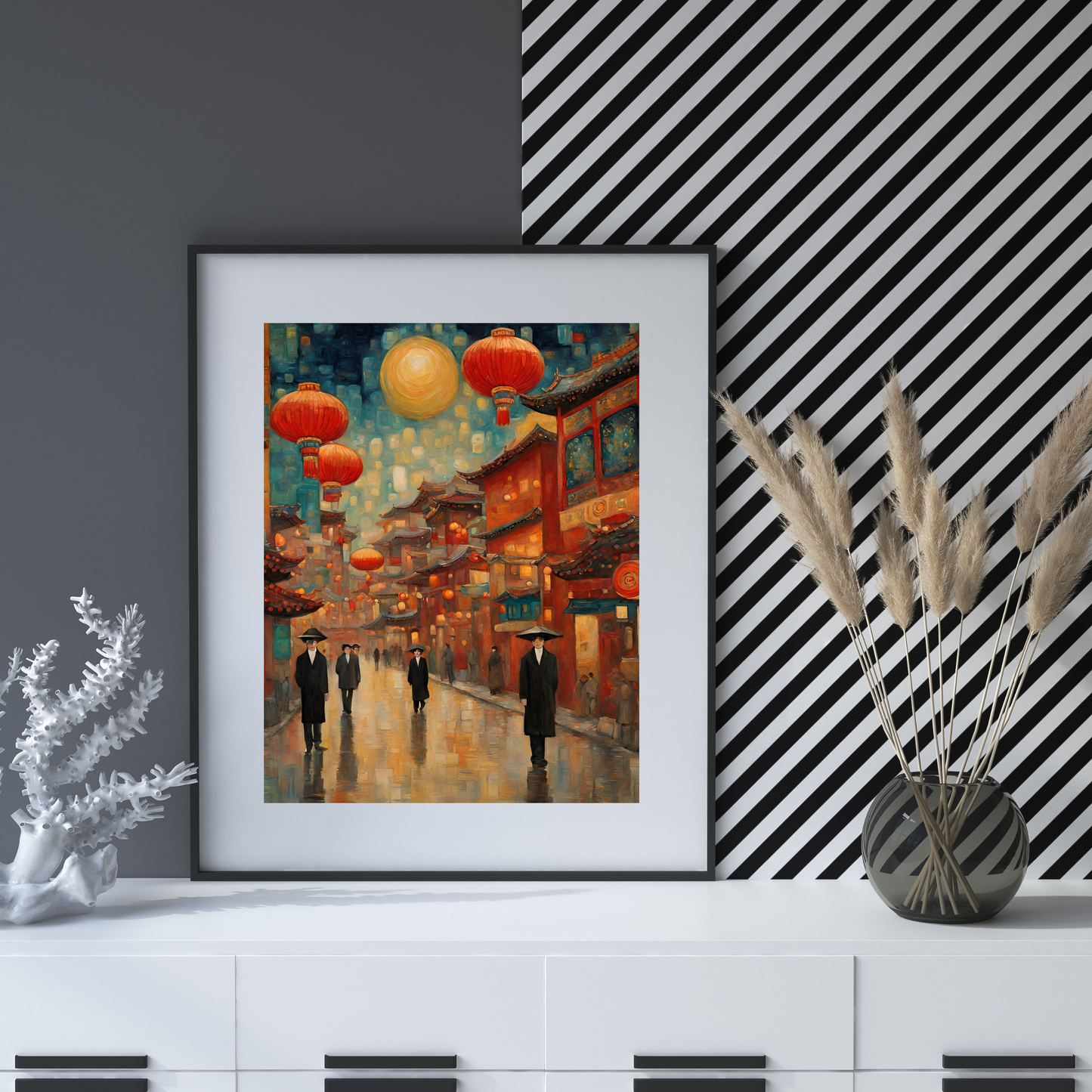 Full Moon Paper Lanterns Poster