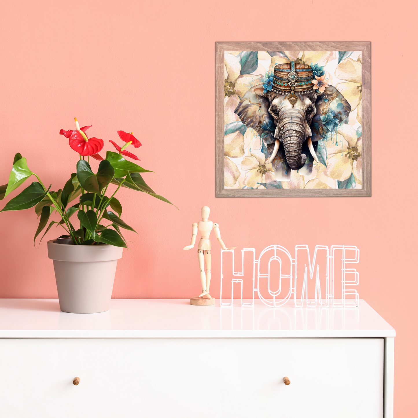 Opheliana Boho Elephant Art Poster