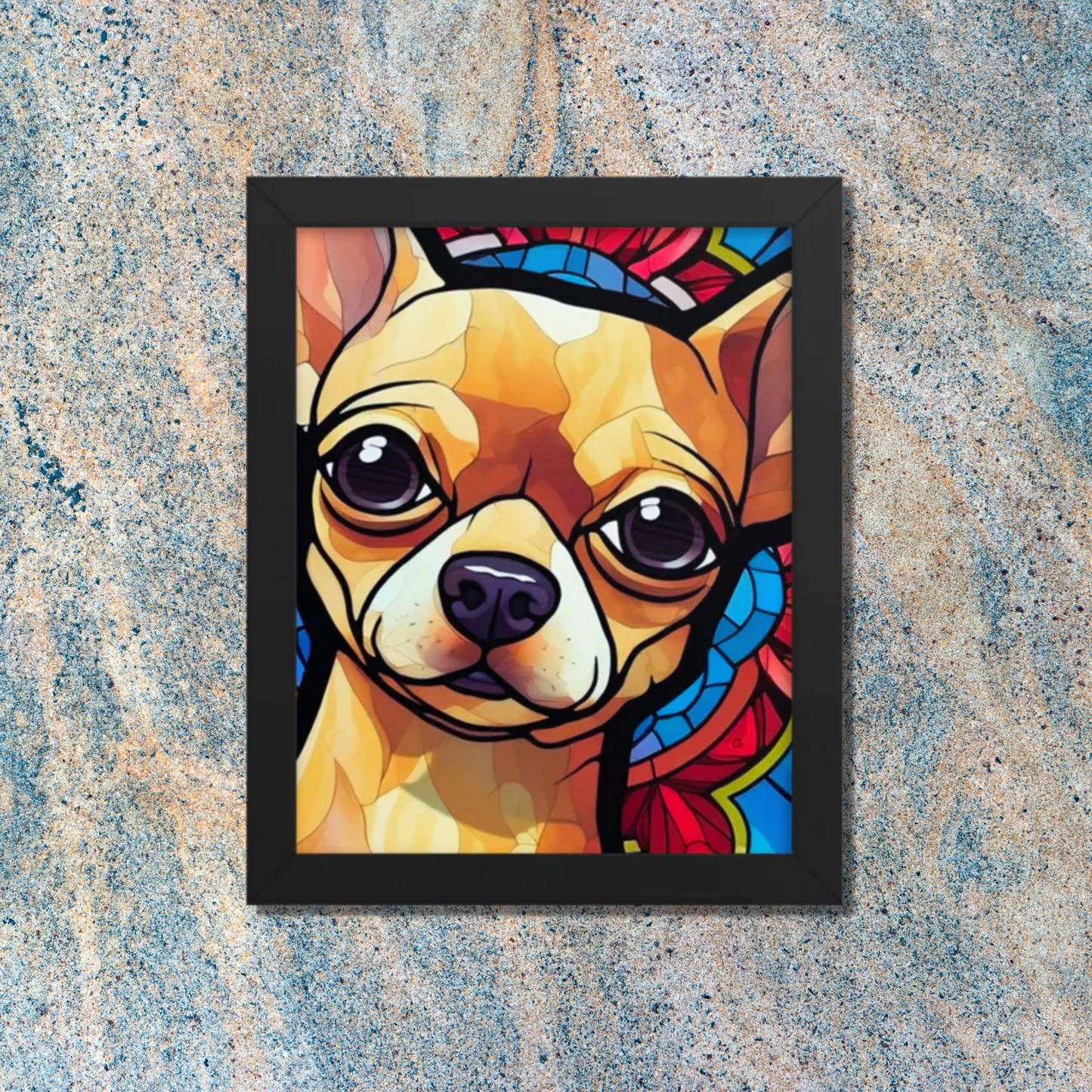 Chihuahua Stained Glass Look Framed poster