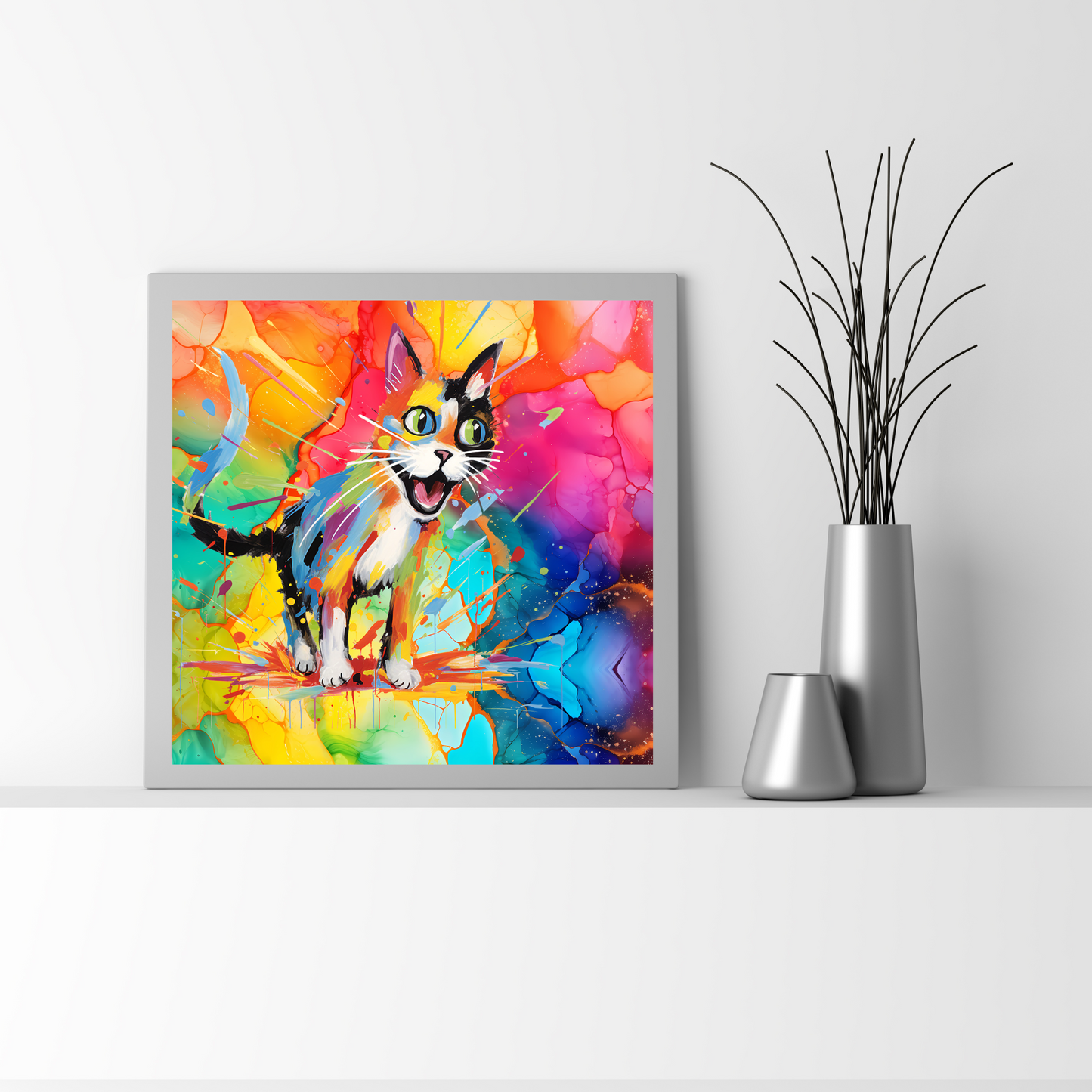 Be Heard Bright Colorful Abstract Cat Art Poster