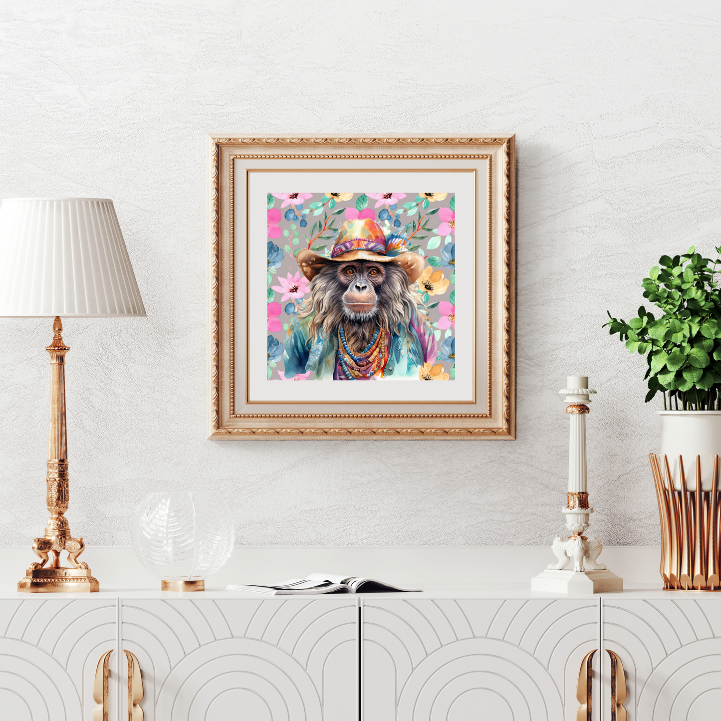 Jannis Boho Ape in Hat Poster