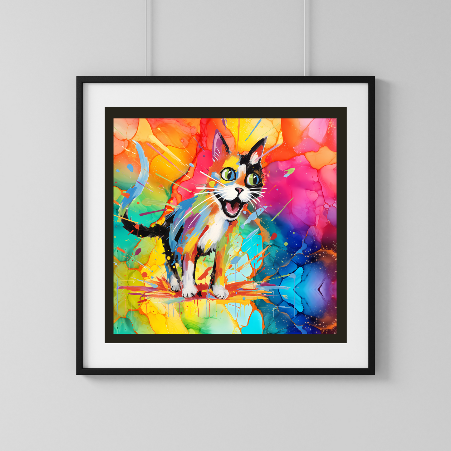 Be Heard Bright Colorful Abstract Cat Art Poster