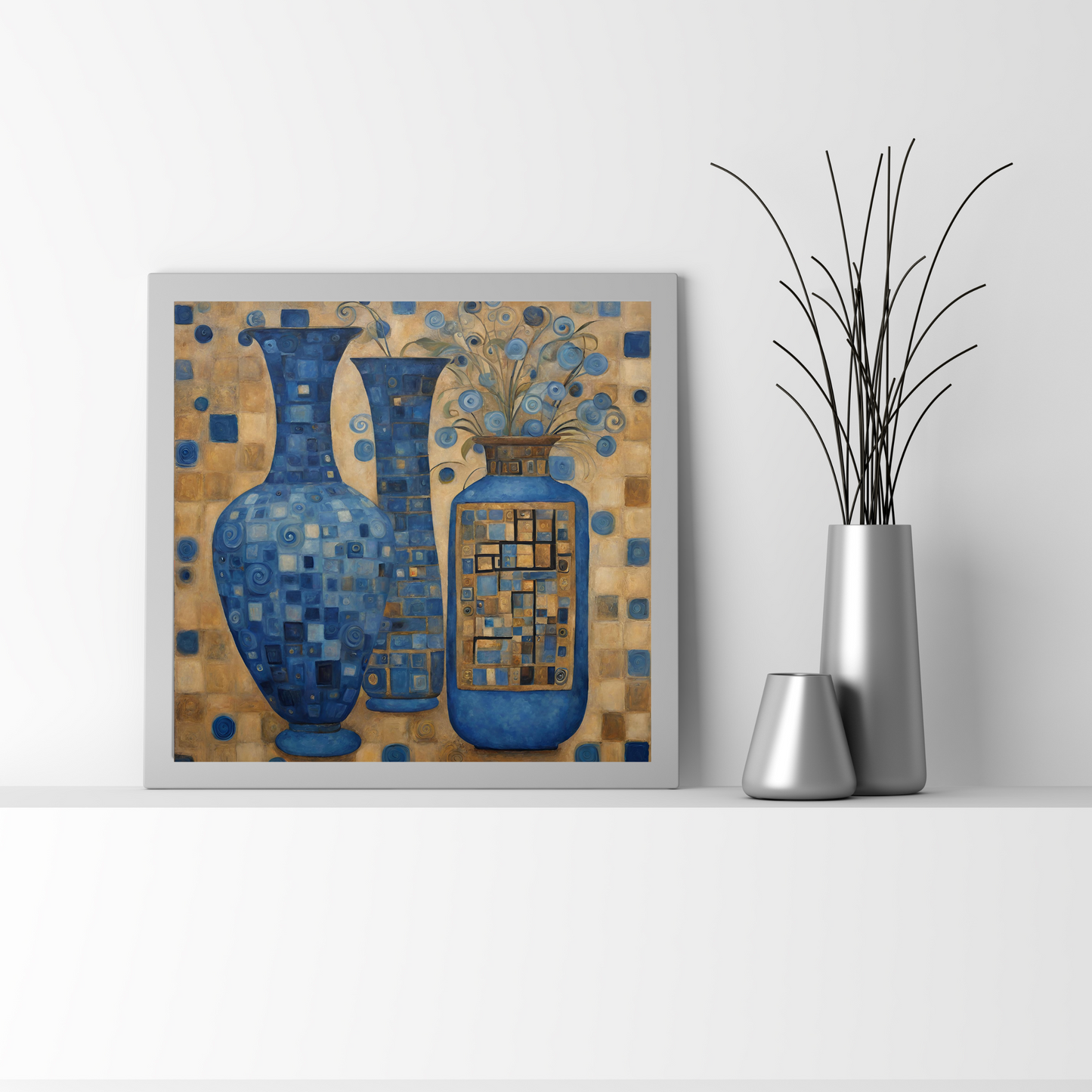 Blue Vase Trio Poster