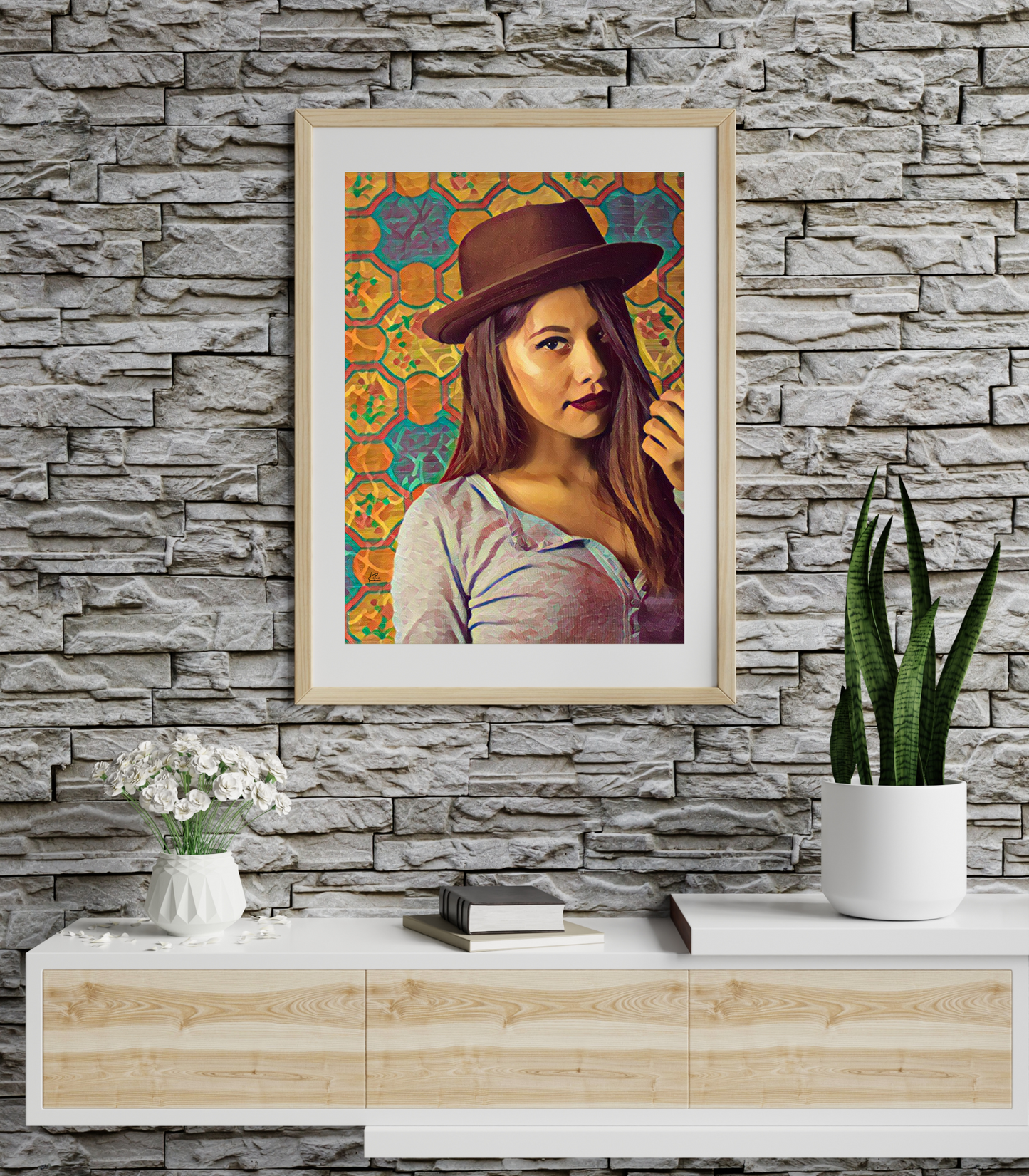 Louisa Latino Woman in Brown Hat Art Poster