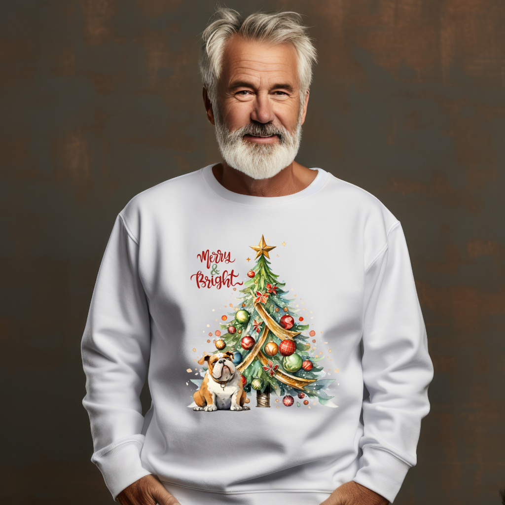 Merry & Bright Bulldog Unisex Heavy Blend™ Crewneck Sweatshirt