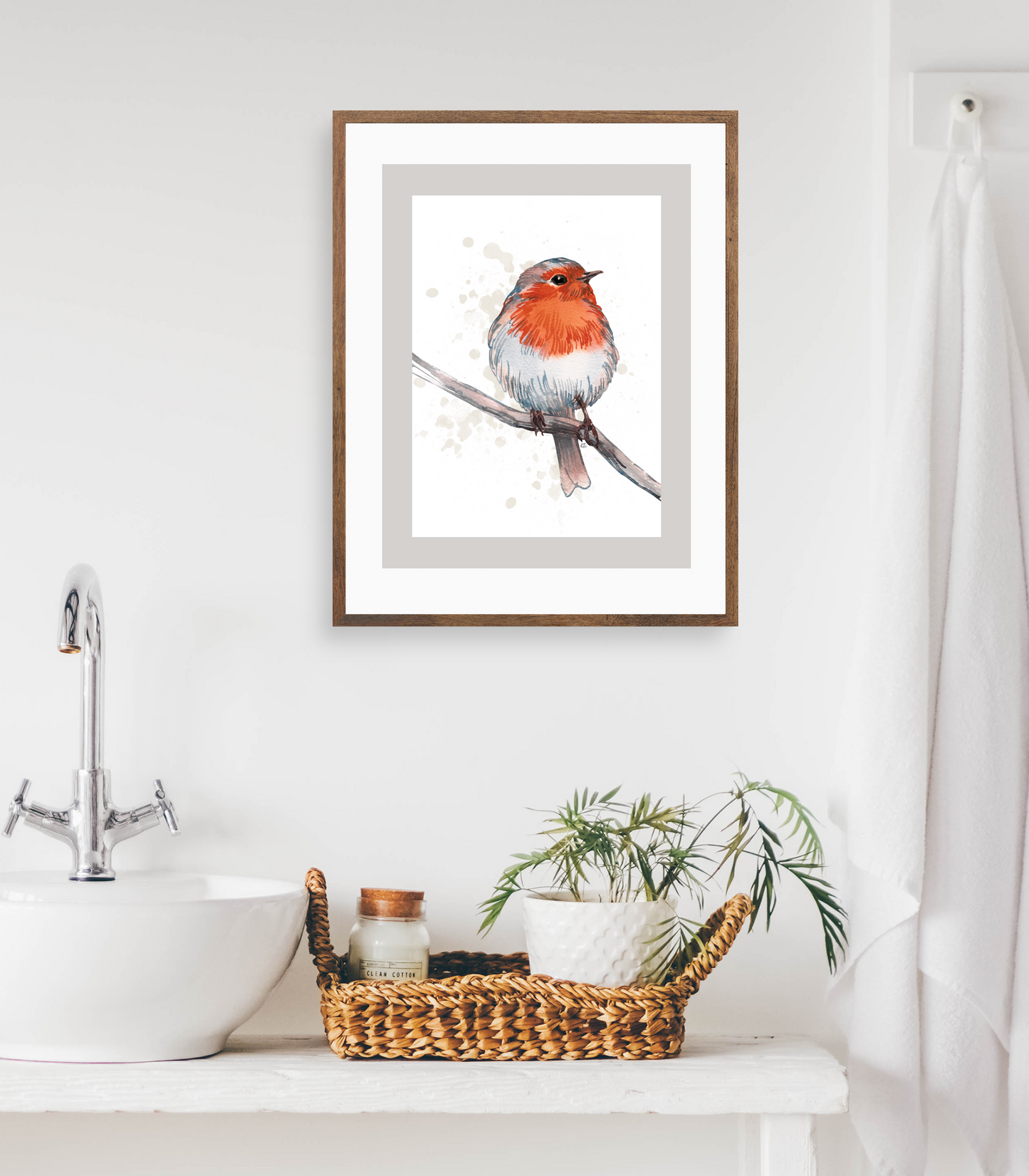 Watercolor Bird on Limb Poster