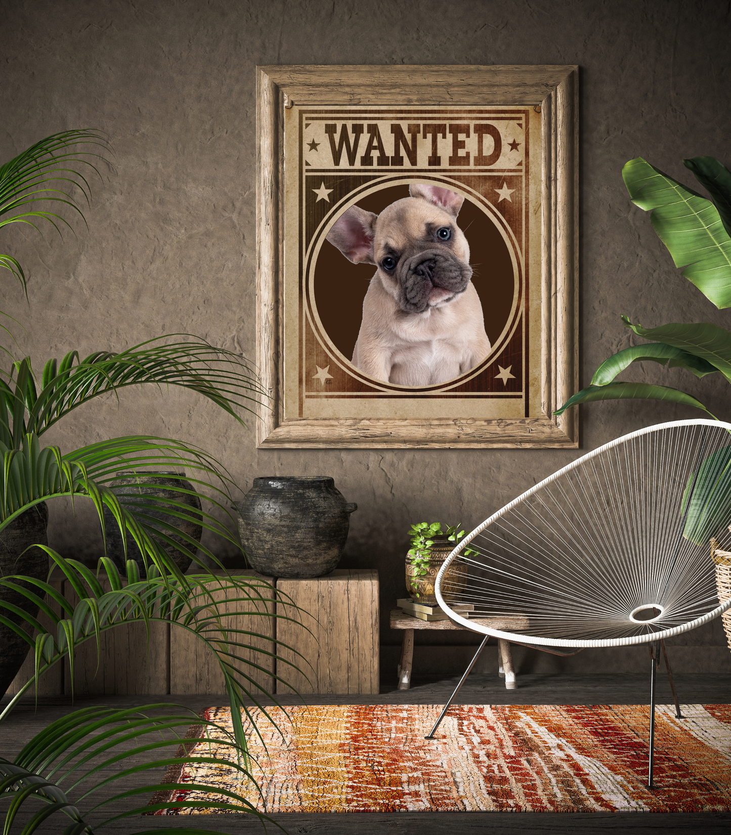 French Bulldog Mug Shot Wanted Poster