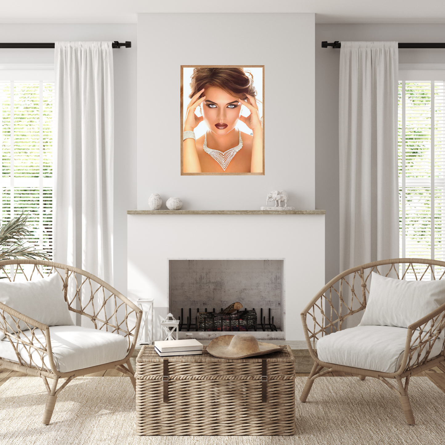 Gigi Woman in Diamonds Holding Head Art Poster