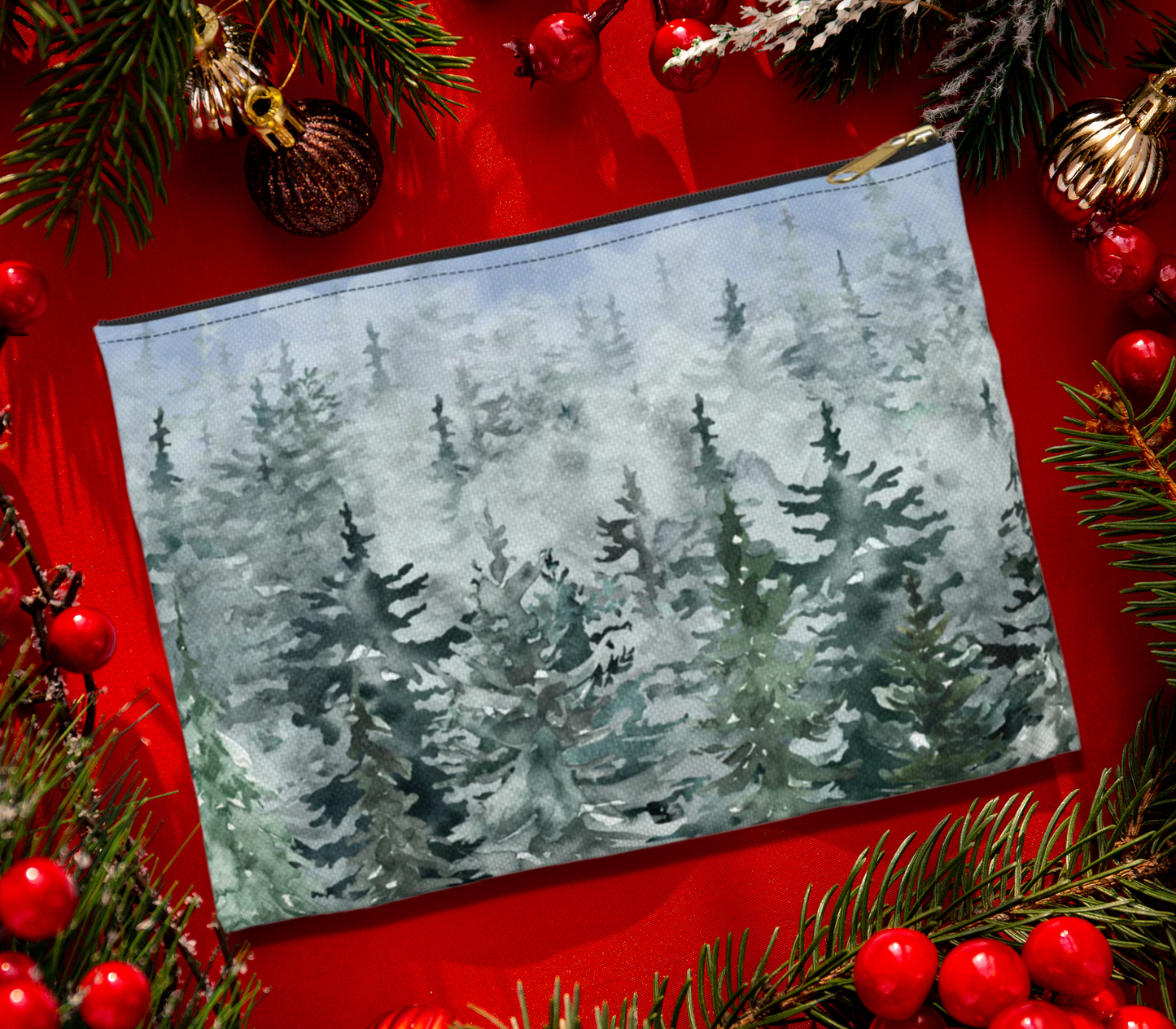 Evergreens in Winter Accessory Pouch